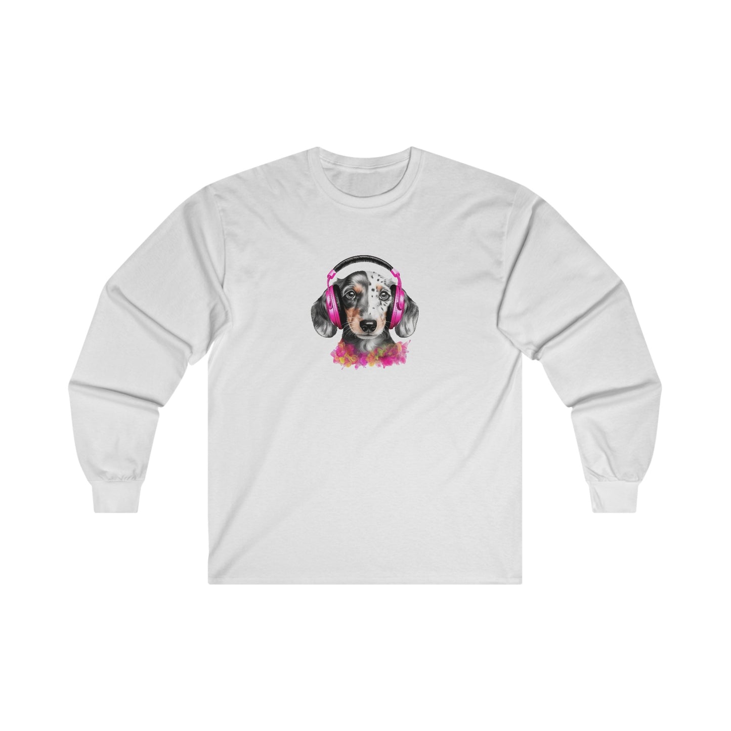 Dog with Headphones Long Sleeve Tee