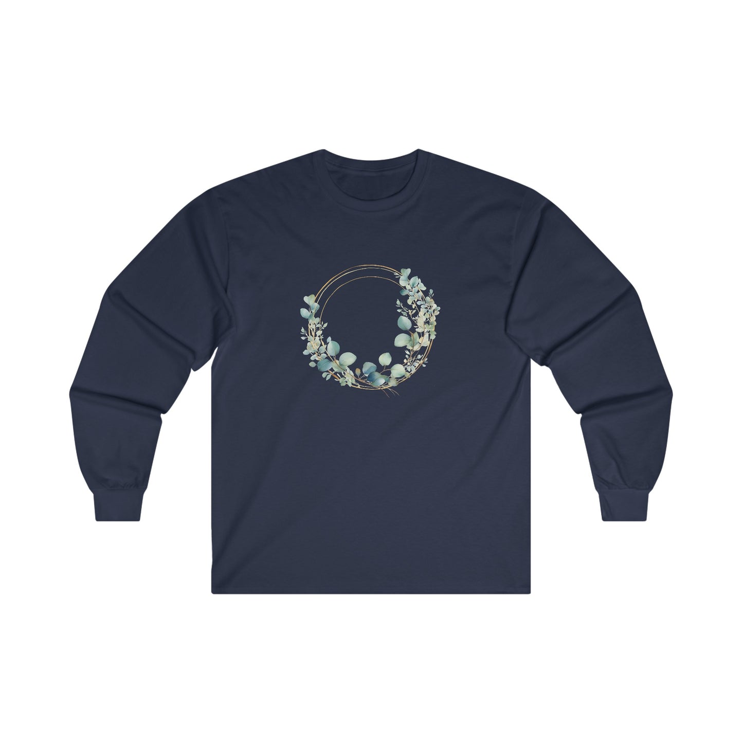Watercolor Leaf Circle Long Sleeve Tee