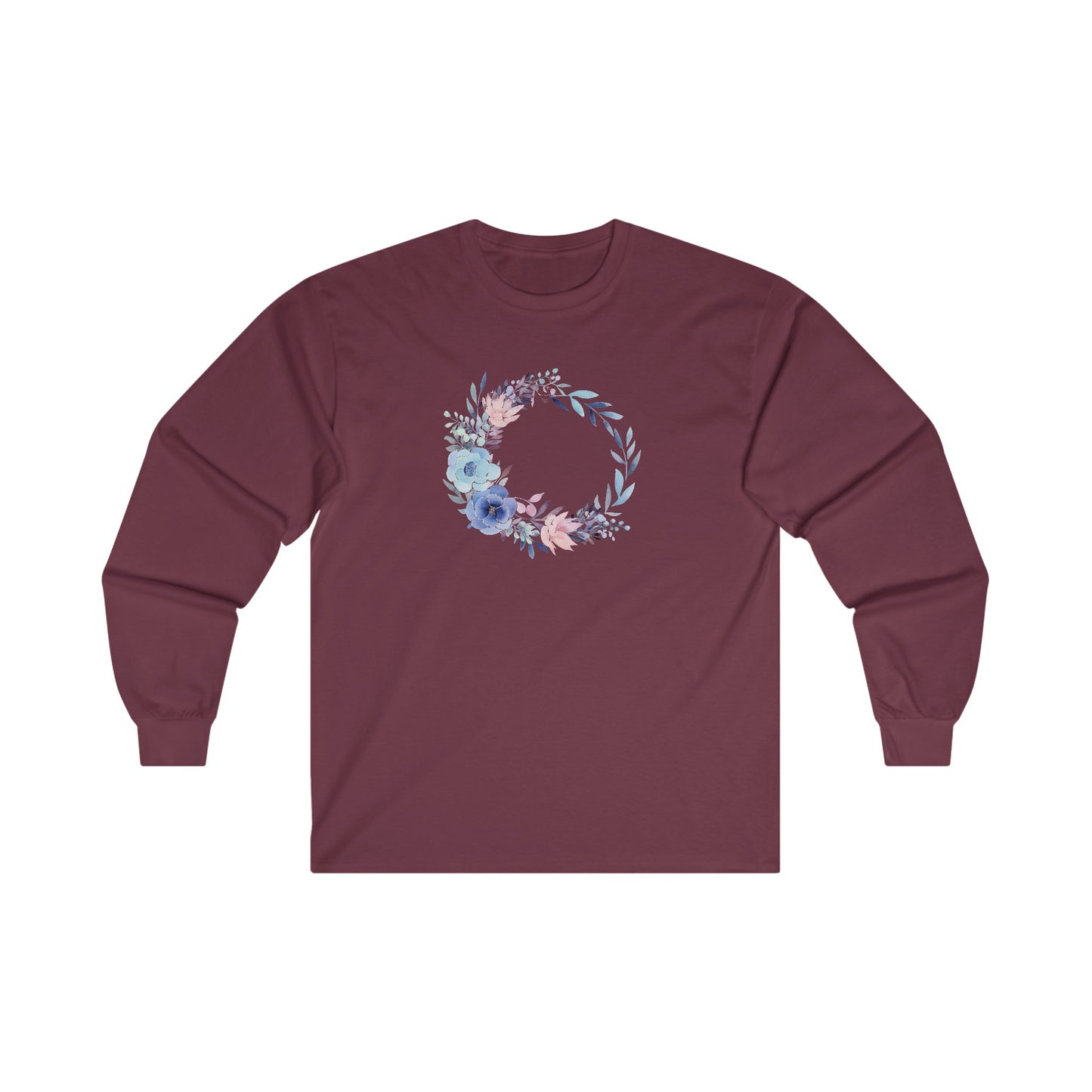 Watercolor Flower Circle Long Sleeve Tee
