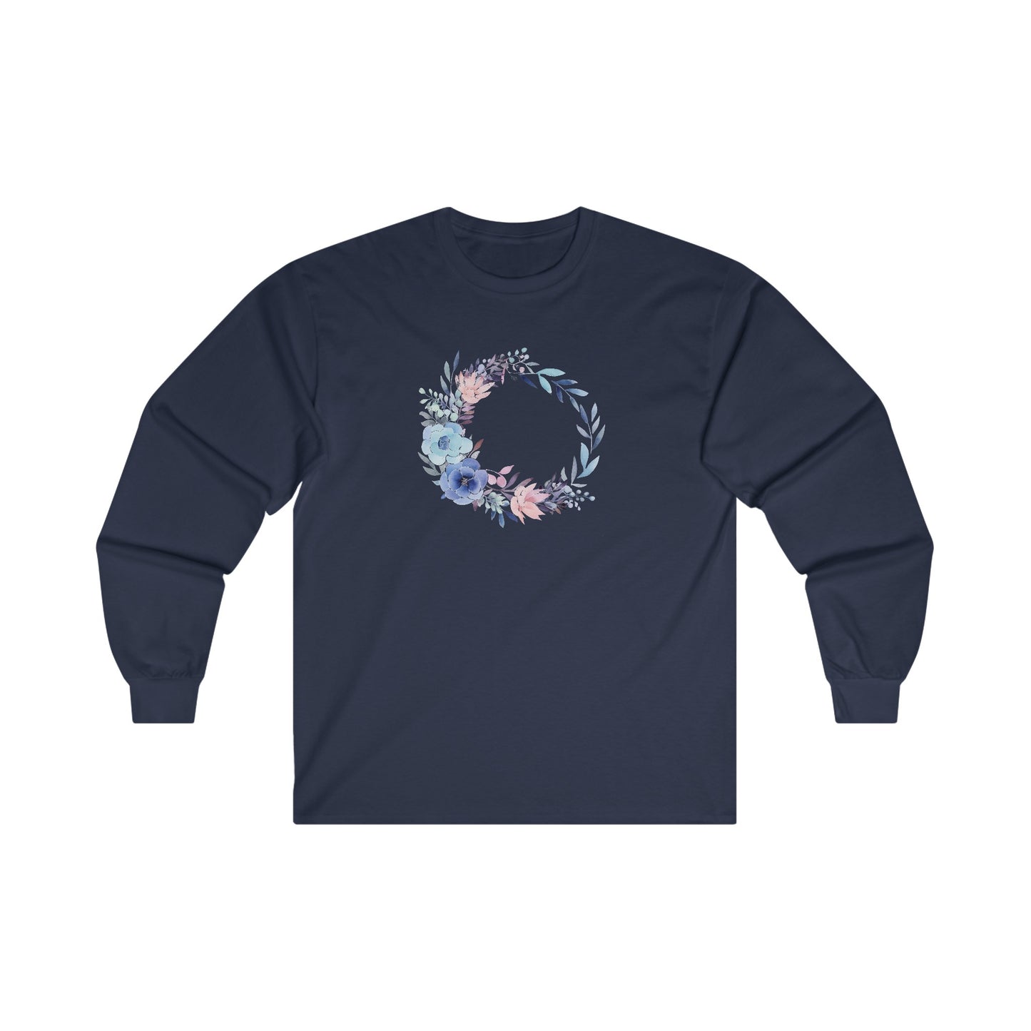 Watercolor Flower Circle Long Sleeve Tee