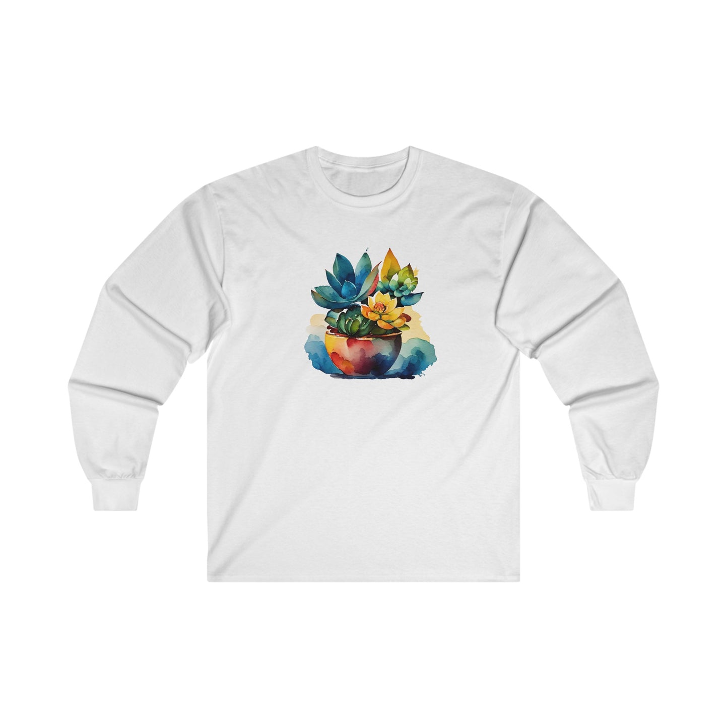 Watercolor Succulent Long Sleeve Tee