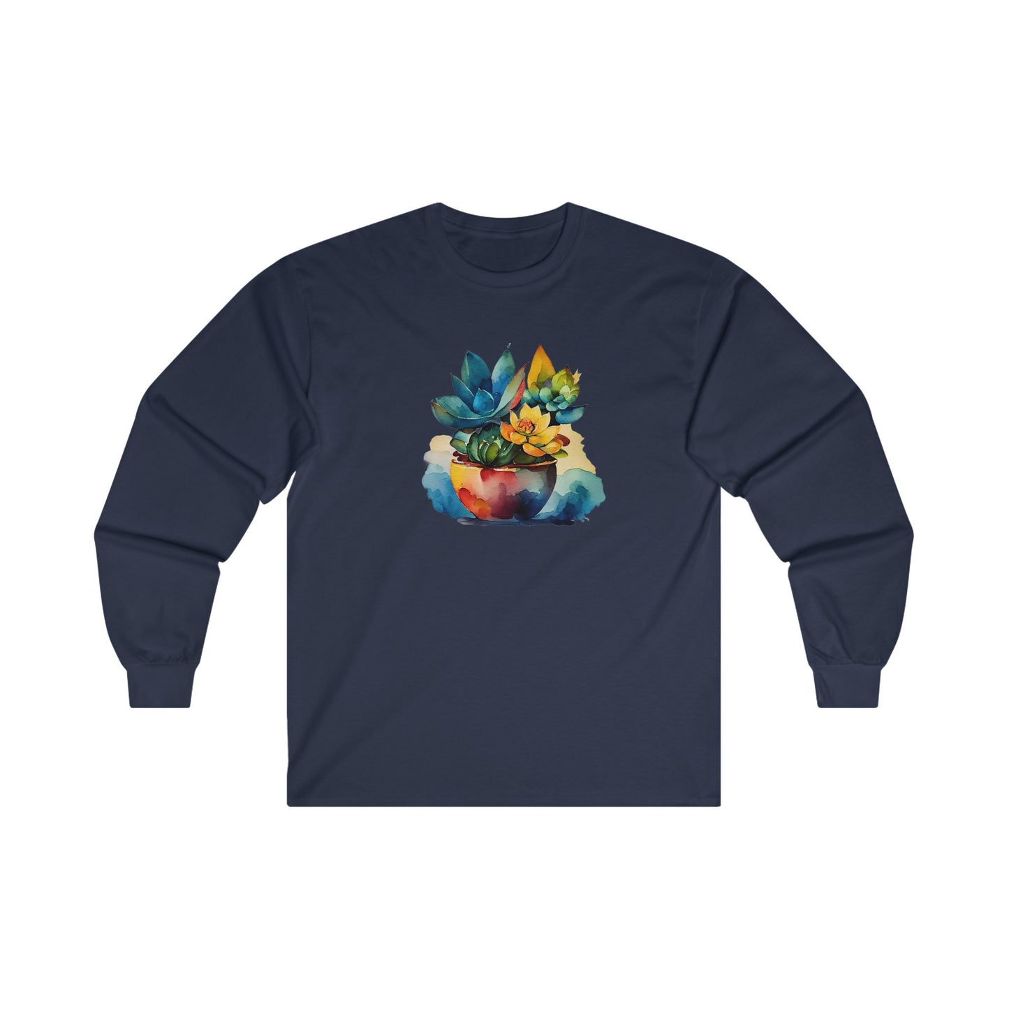 Watercolor Succulent Long Sleeve Tee