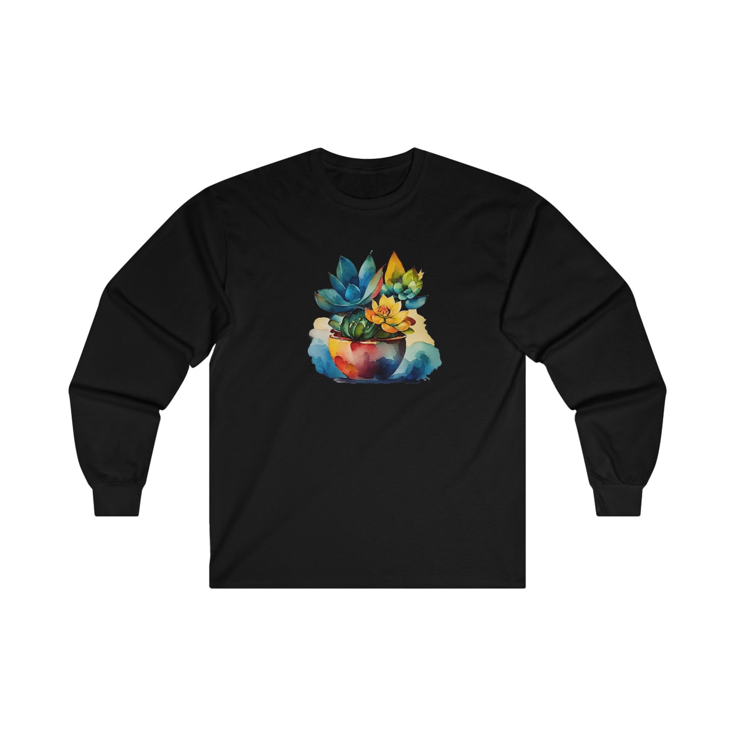 Watercolor Succulent Long Sleeve Tee