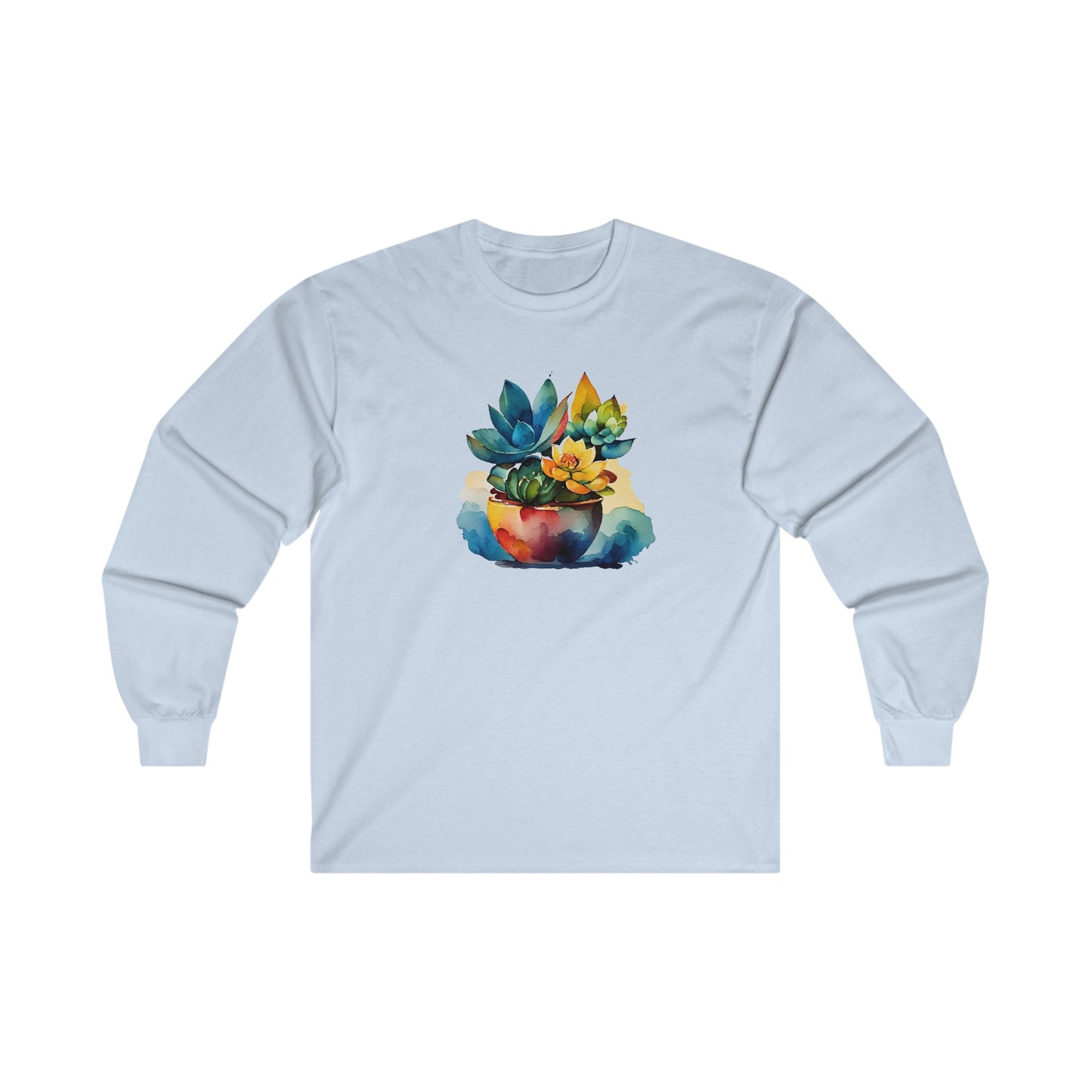 Watercolor Succulent Long Sleeve Tee