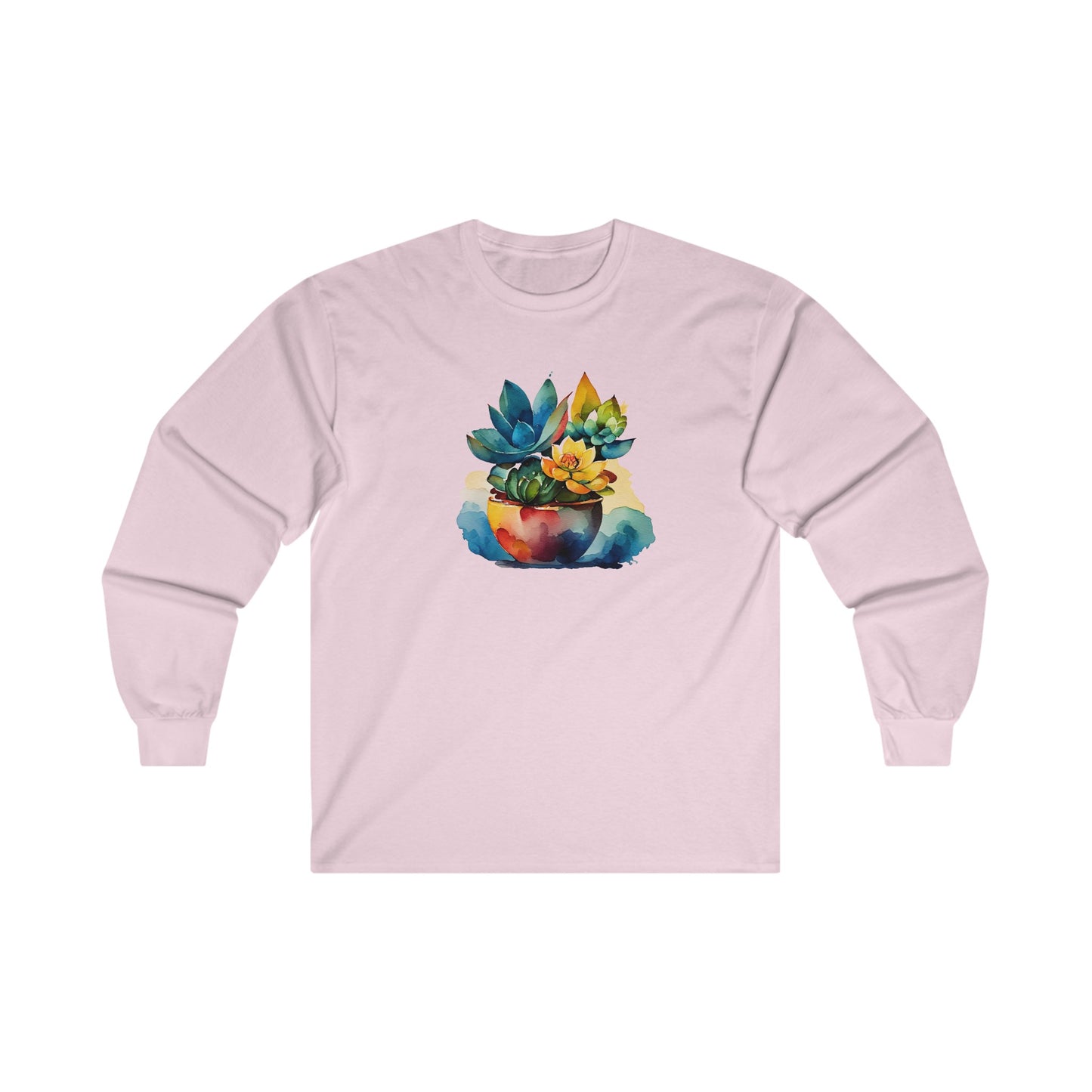 Watercolor Succulent Long Sleeve Tee