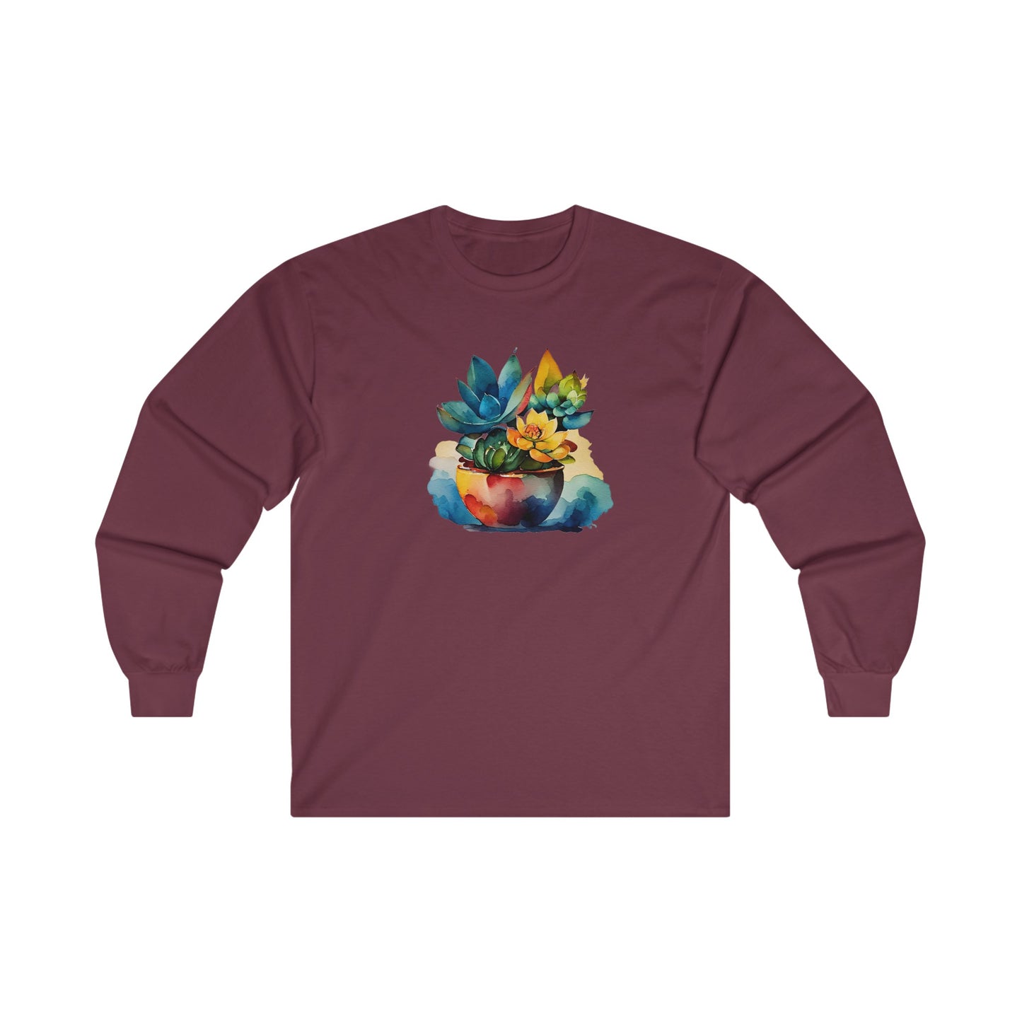 Watercolor Succulent Long Sleeve Tee