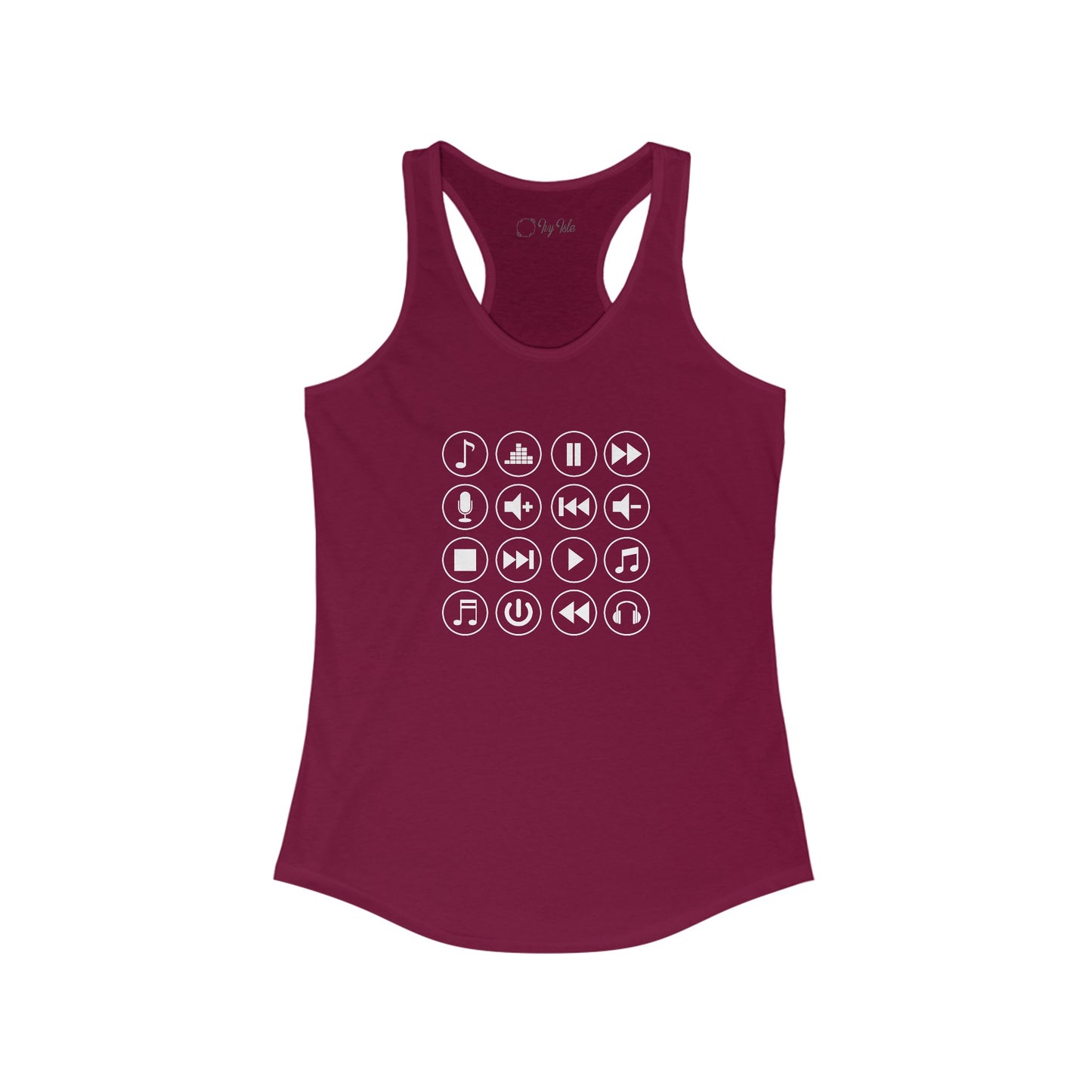 Music Player Symbols Racerback Tank