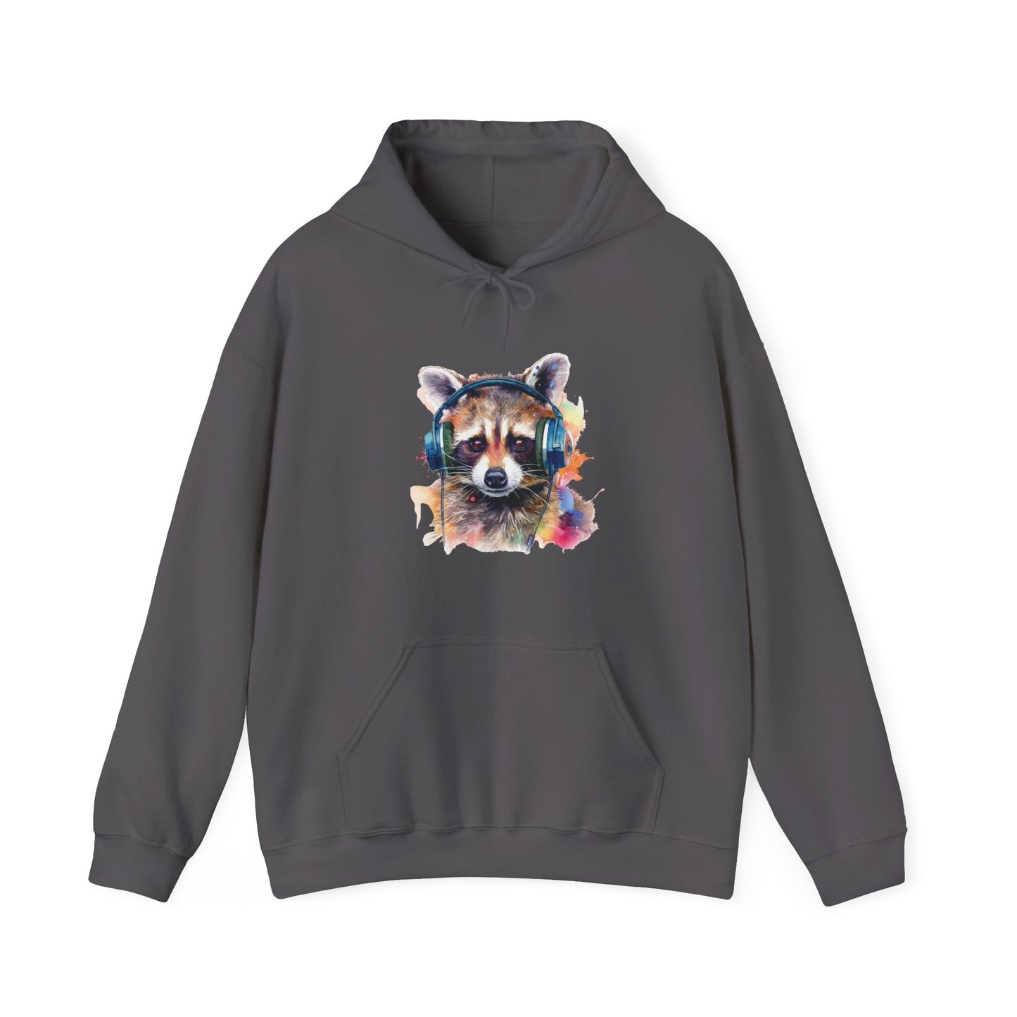 Raccoon with Headphones Hooded Sweatshirt