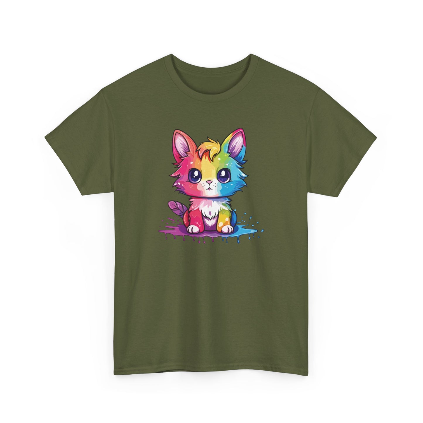 Rainbow Animated Cat Short Sleeve Tee