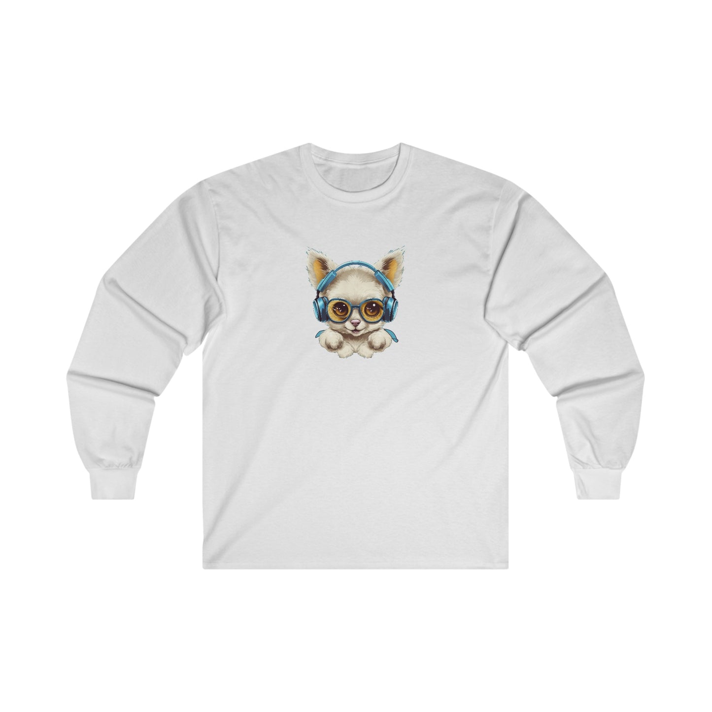 Puppy with Headphones Long Sleeve Tee