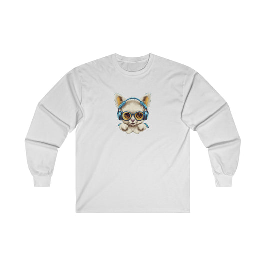 Puppy with Headphones Long Sleeve Tee