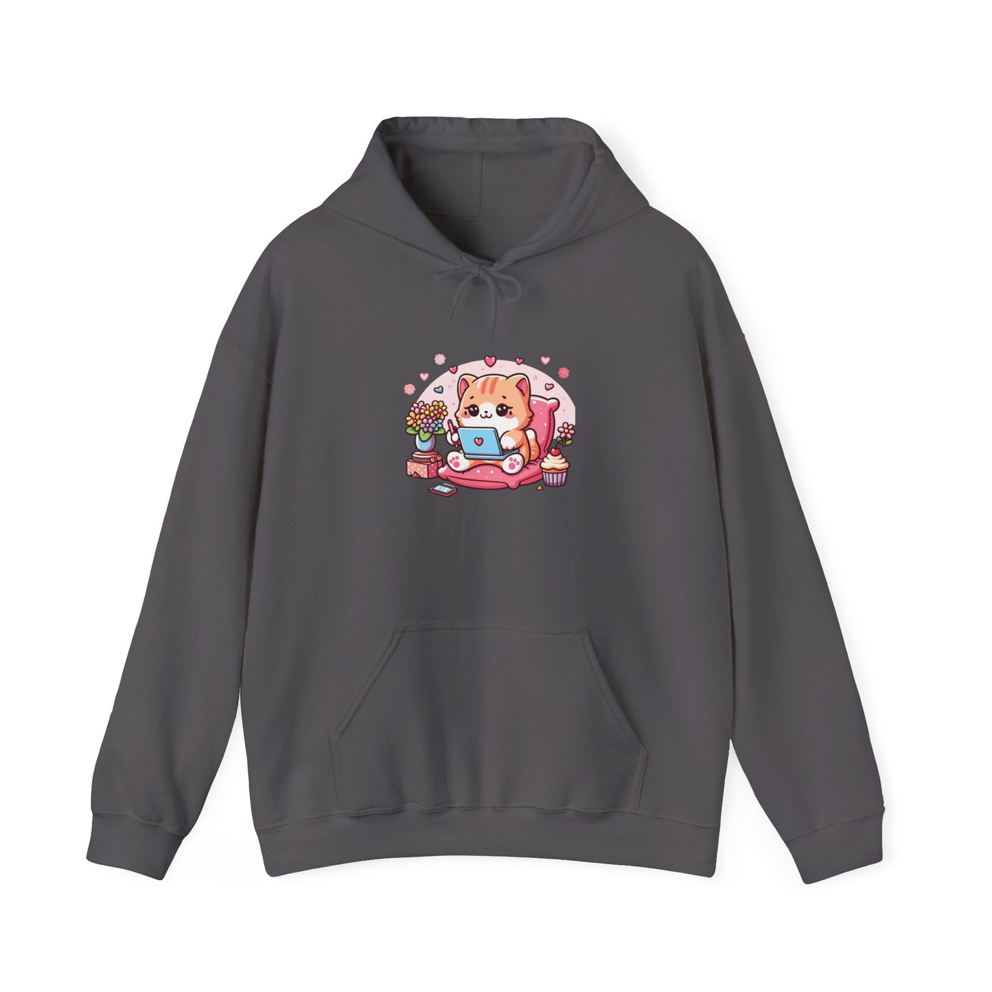 Cat with Laptop Hooded Sweatshirt