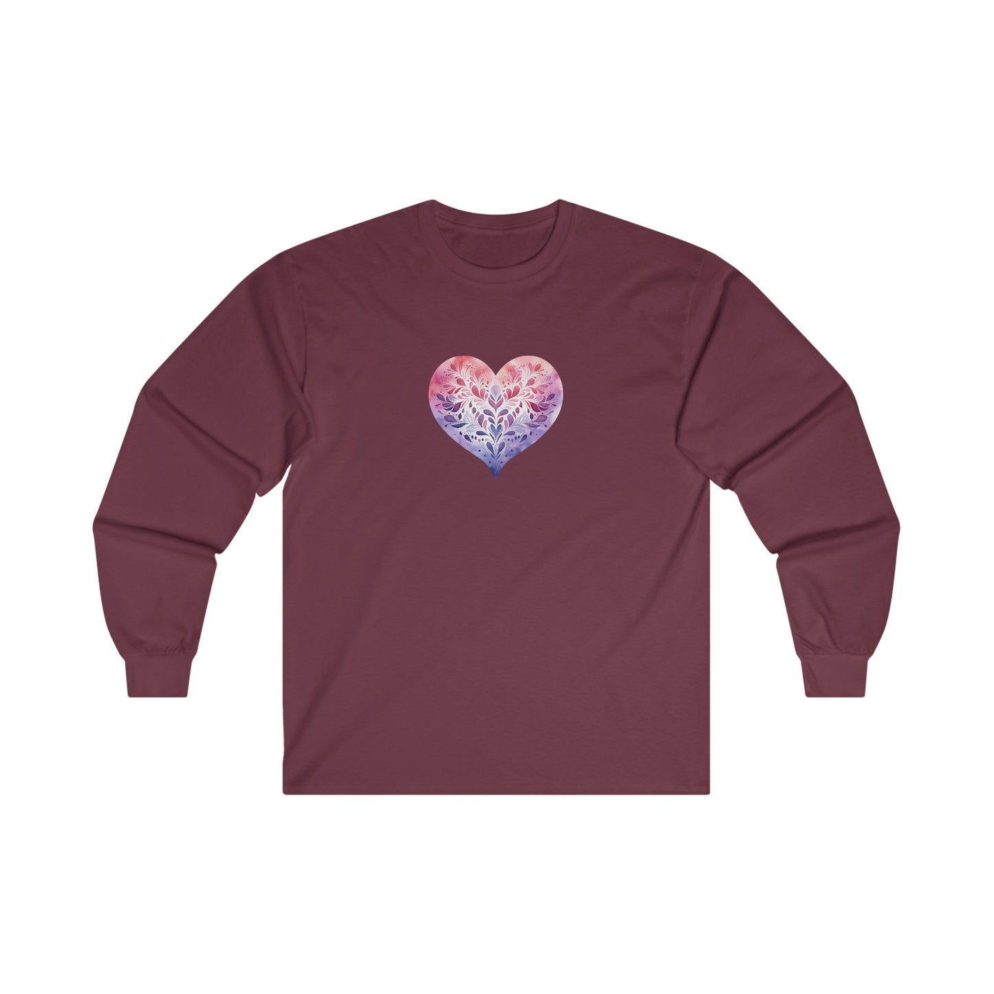 Watercolor Heart Long Sleeve Tee 005