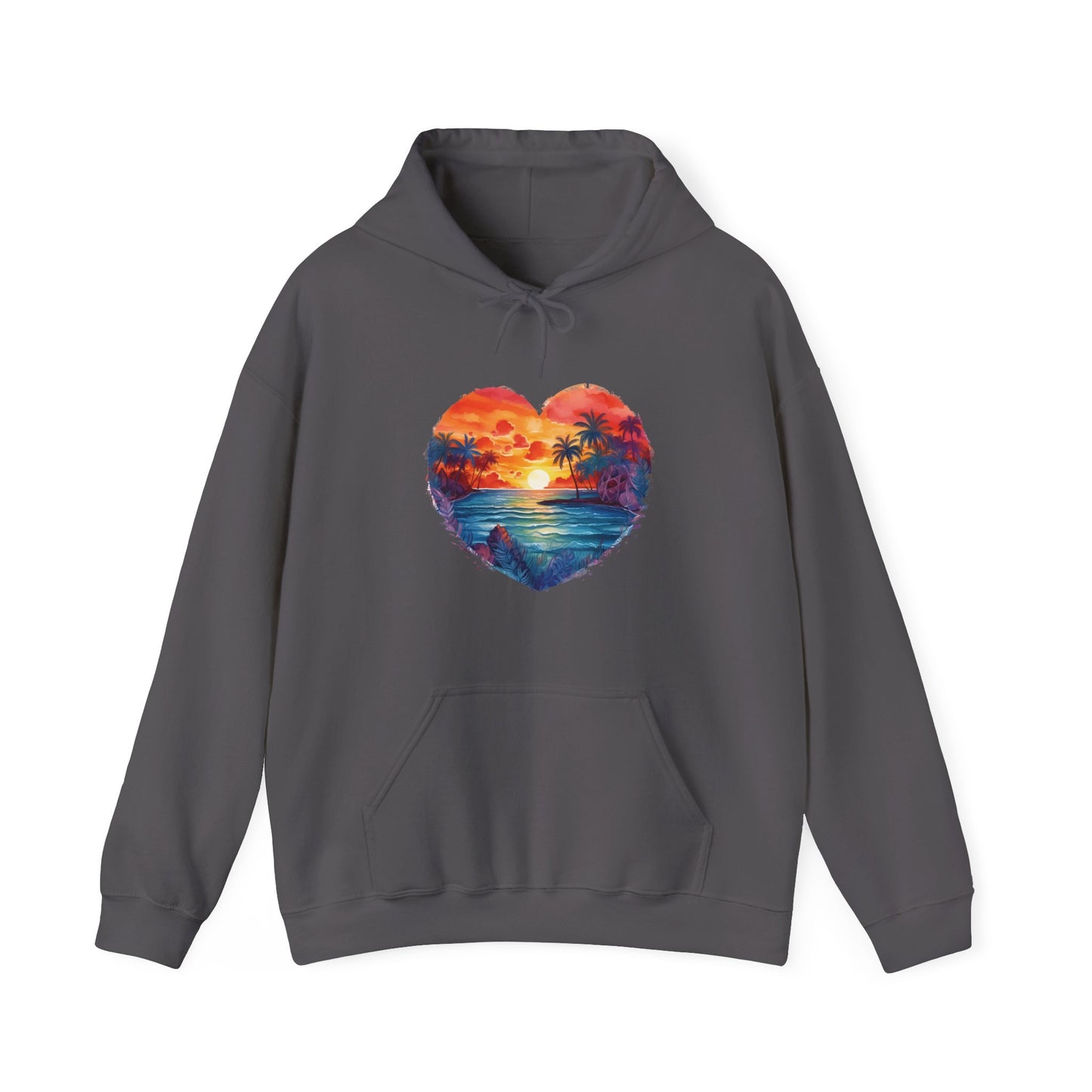 Painted Beach Sunset Heart Hooded Sweatshirt