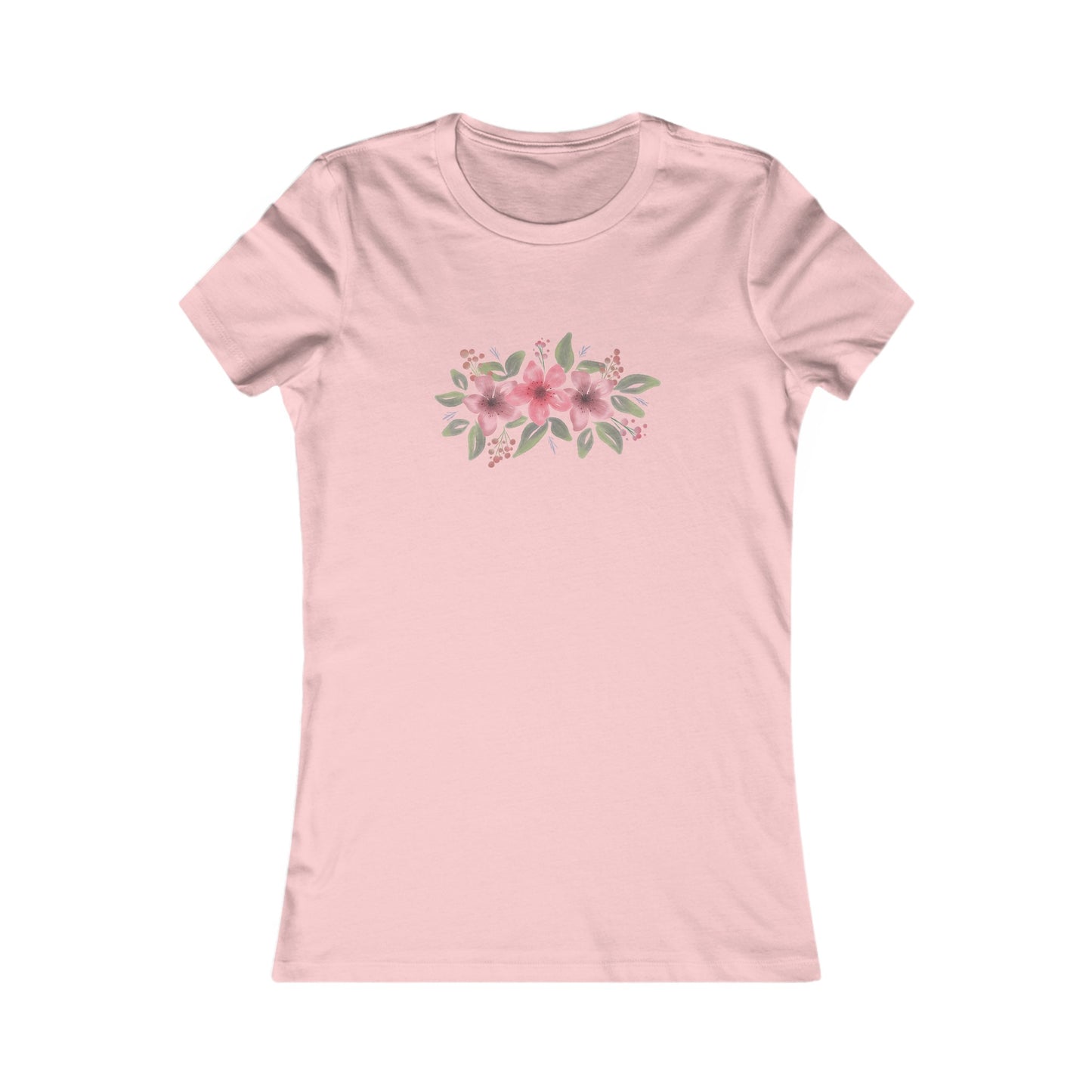 Pink Flowers Fitted Tee