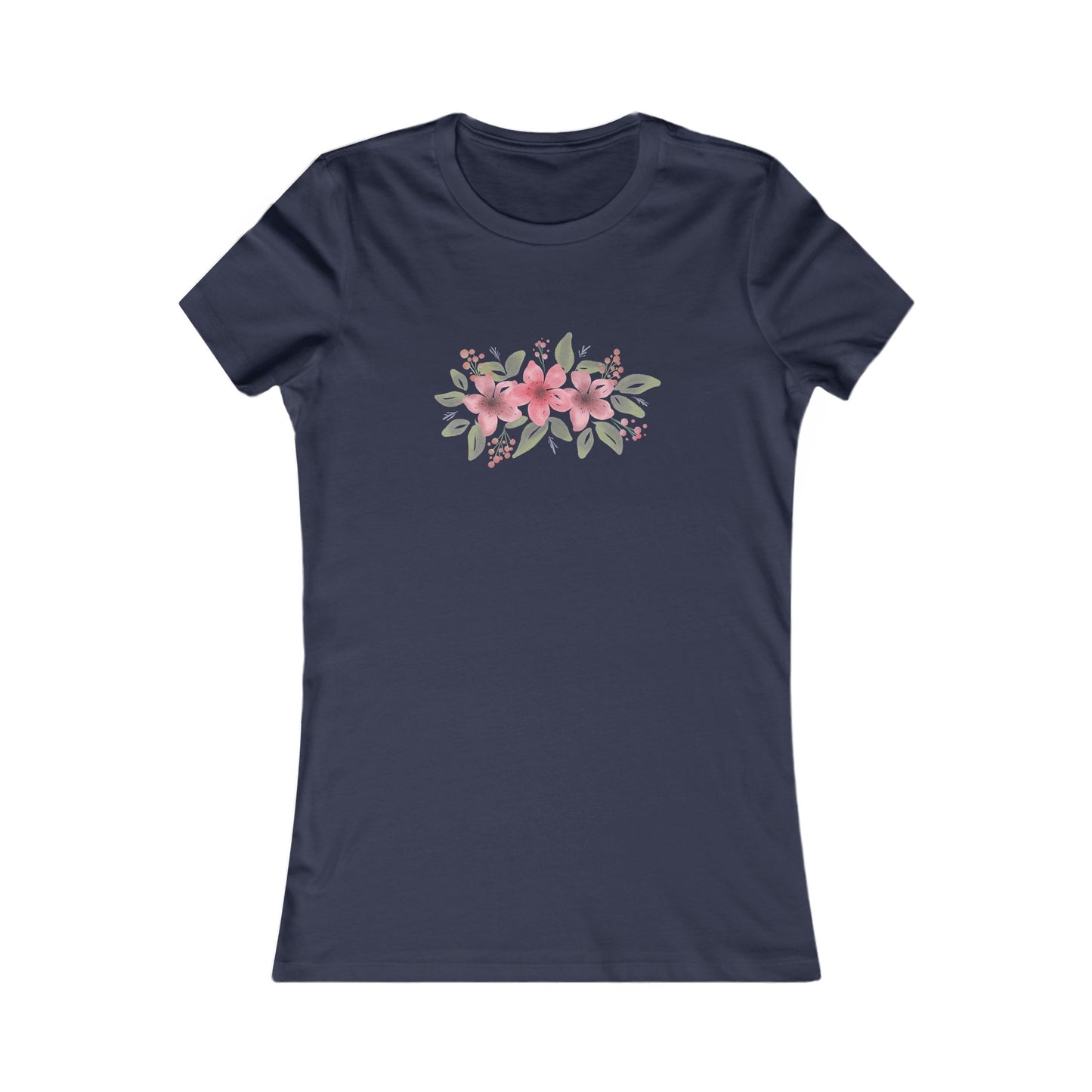 Pink Flowers Fitted Tee