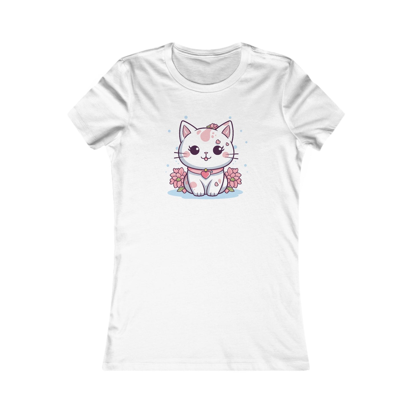 Cute Pink Cat Fitted Tee