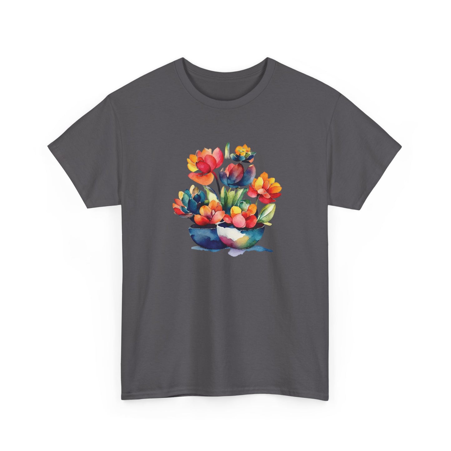 Watercolor Succulent Flowers Short Sleeve Tee
