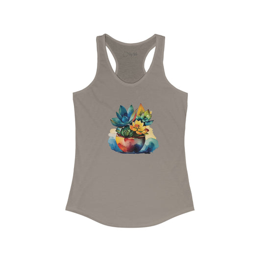 Watercolor Succulent Racerback Tank