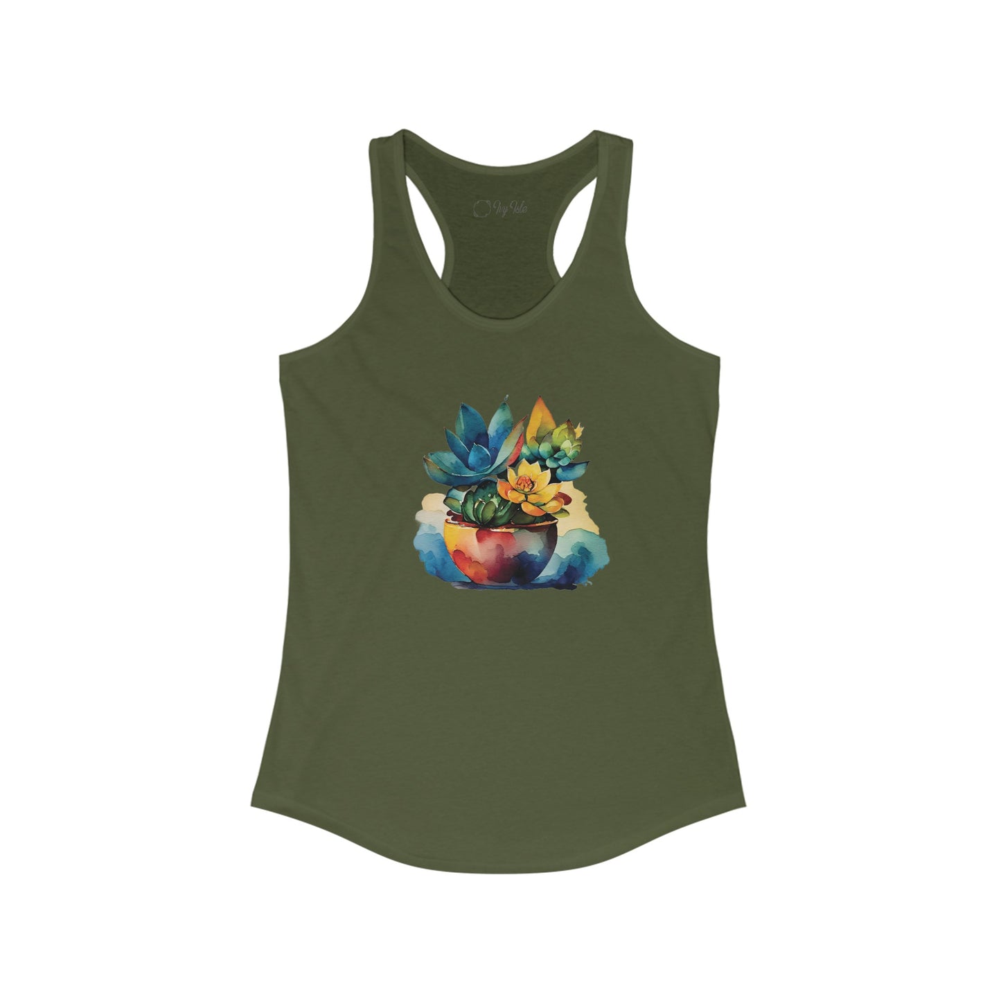 Watercolor Succulent Racerback Tank