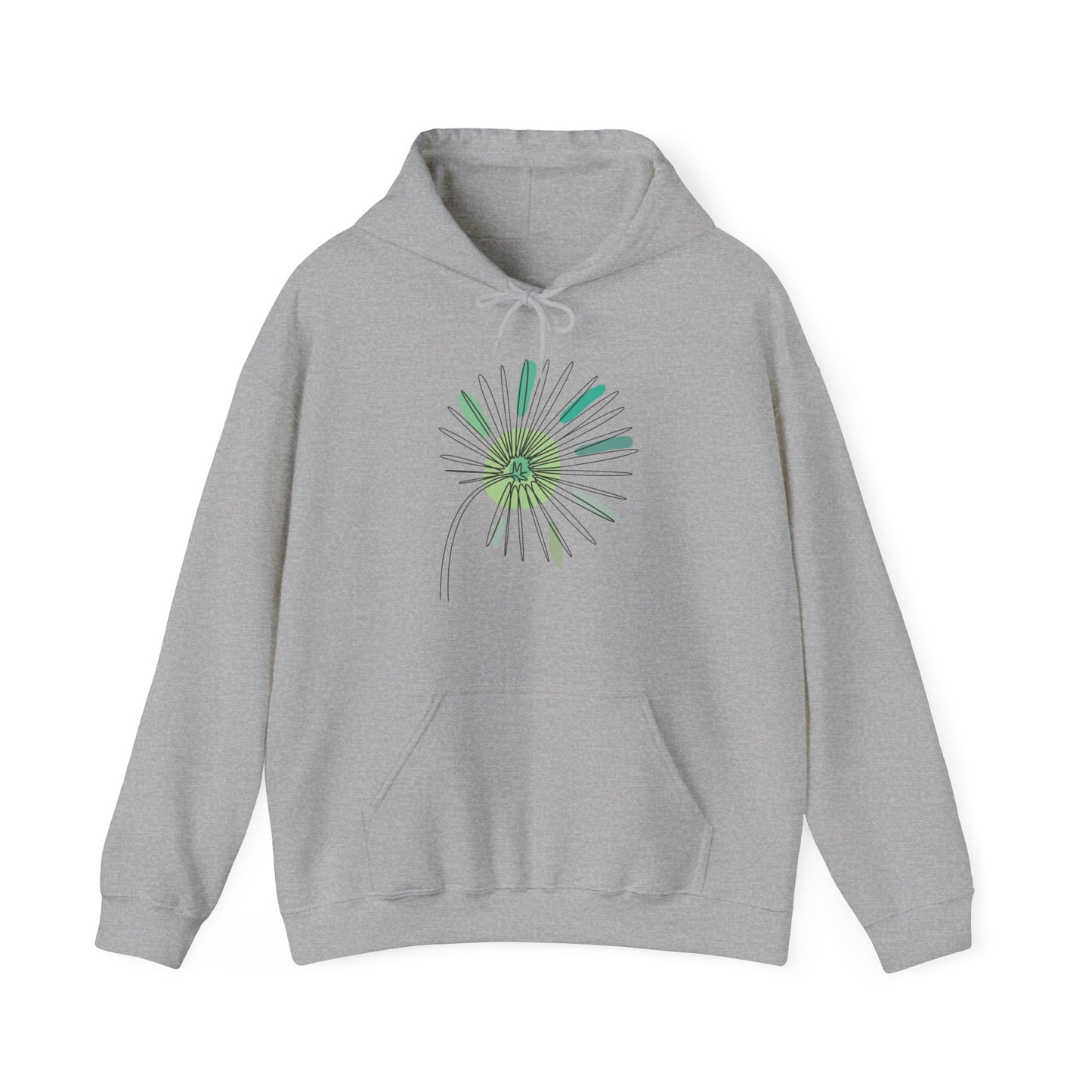 Green and Blue Dandelion Hooded Sweatshirt