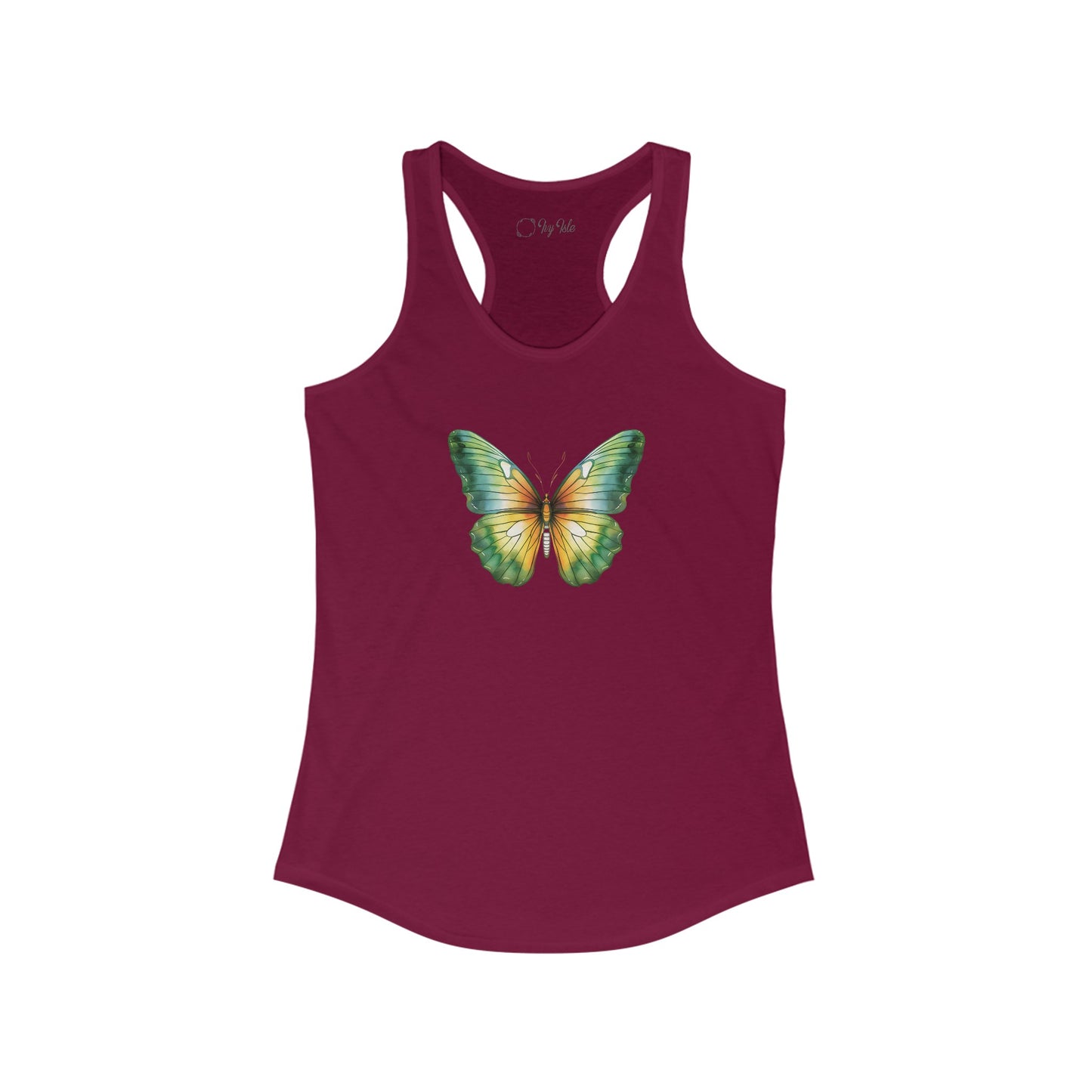 Green Watercolor Butterfly Racerback Tank