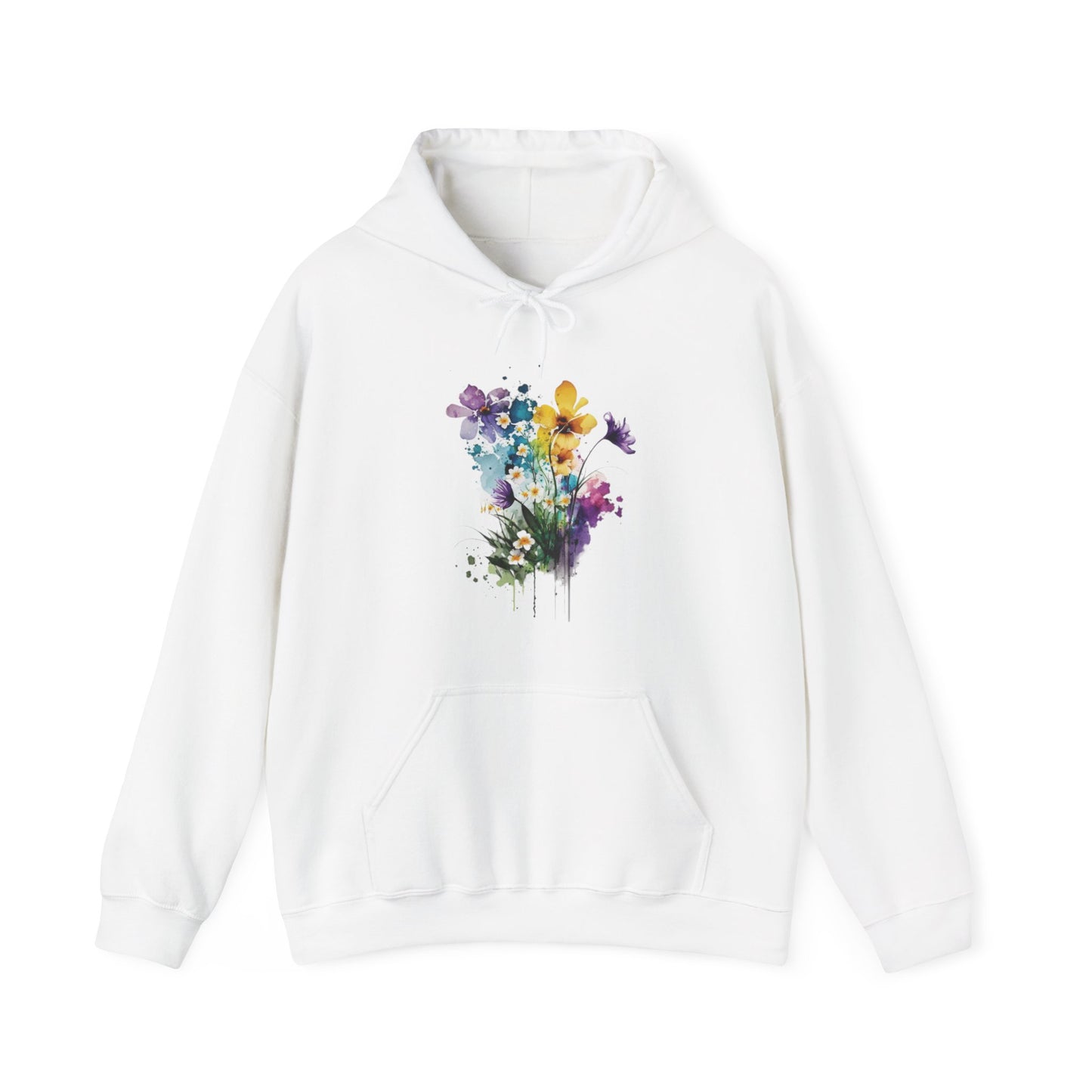 Watercolor Spring Flowers Hooded Sweatshirt