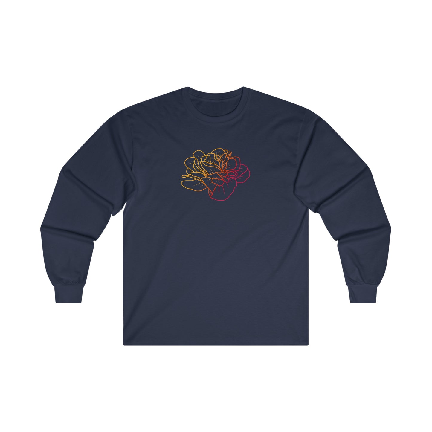 Colorful Rose Outline Long Sleeve Tee