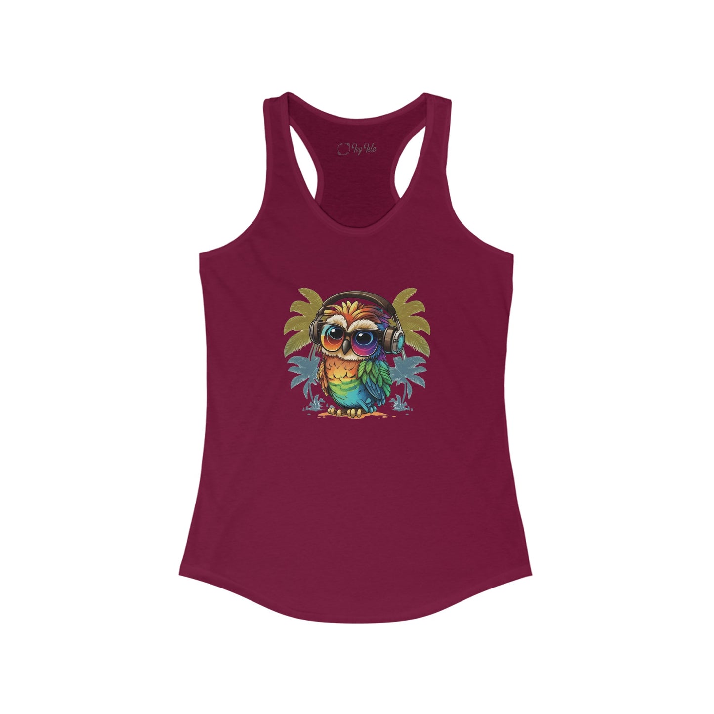 Owl with Headphones Racerback Tank
