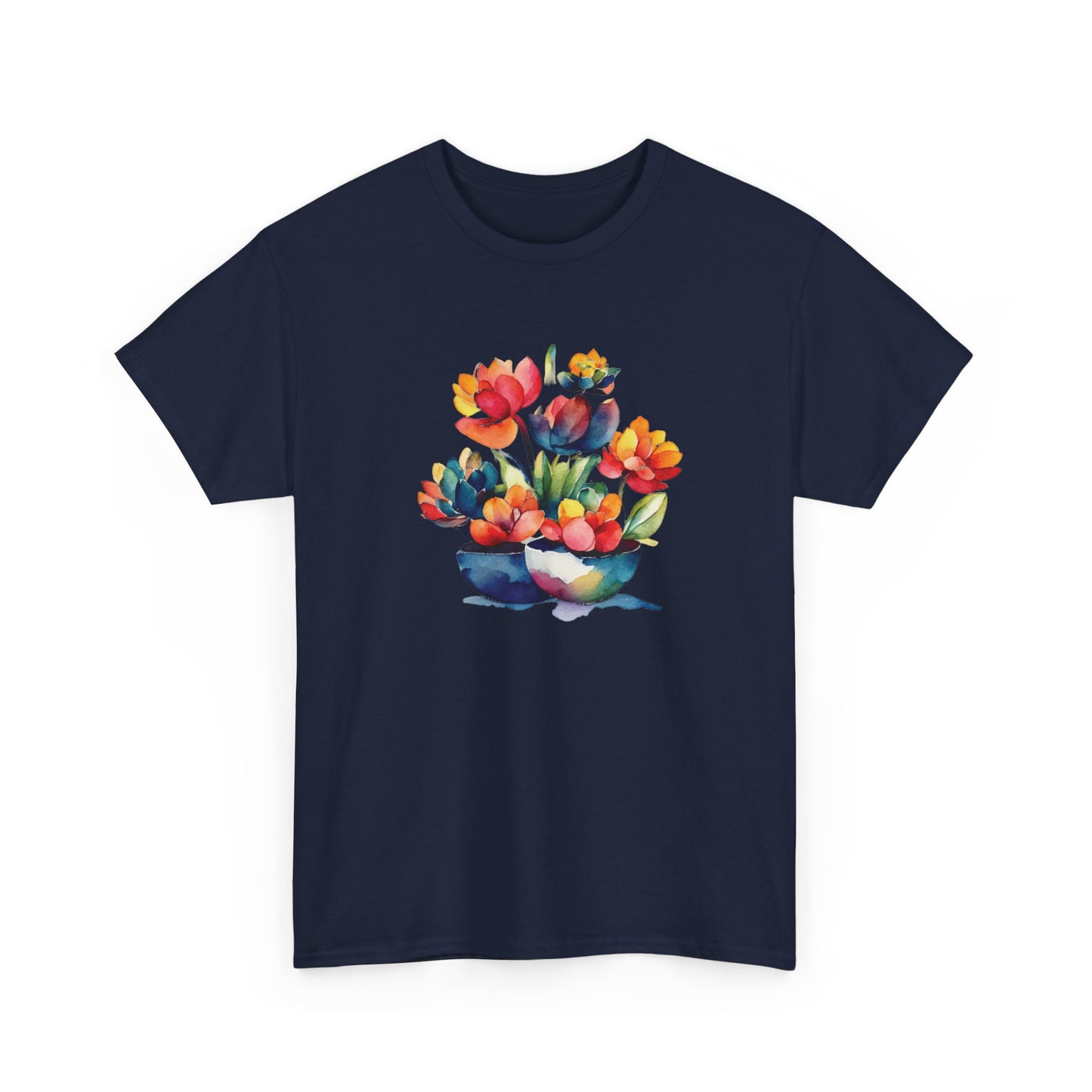 Watercolor Succulent Flowers Short Sleeve Tee