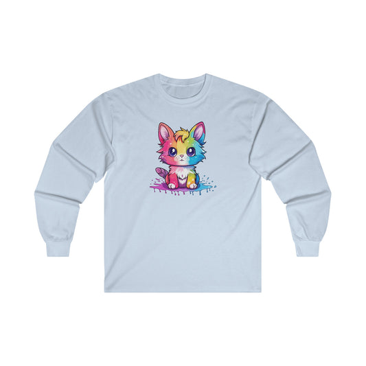 Rainbow Animated Cat Long Sleeve Tee