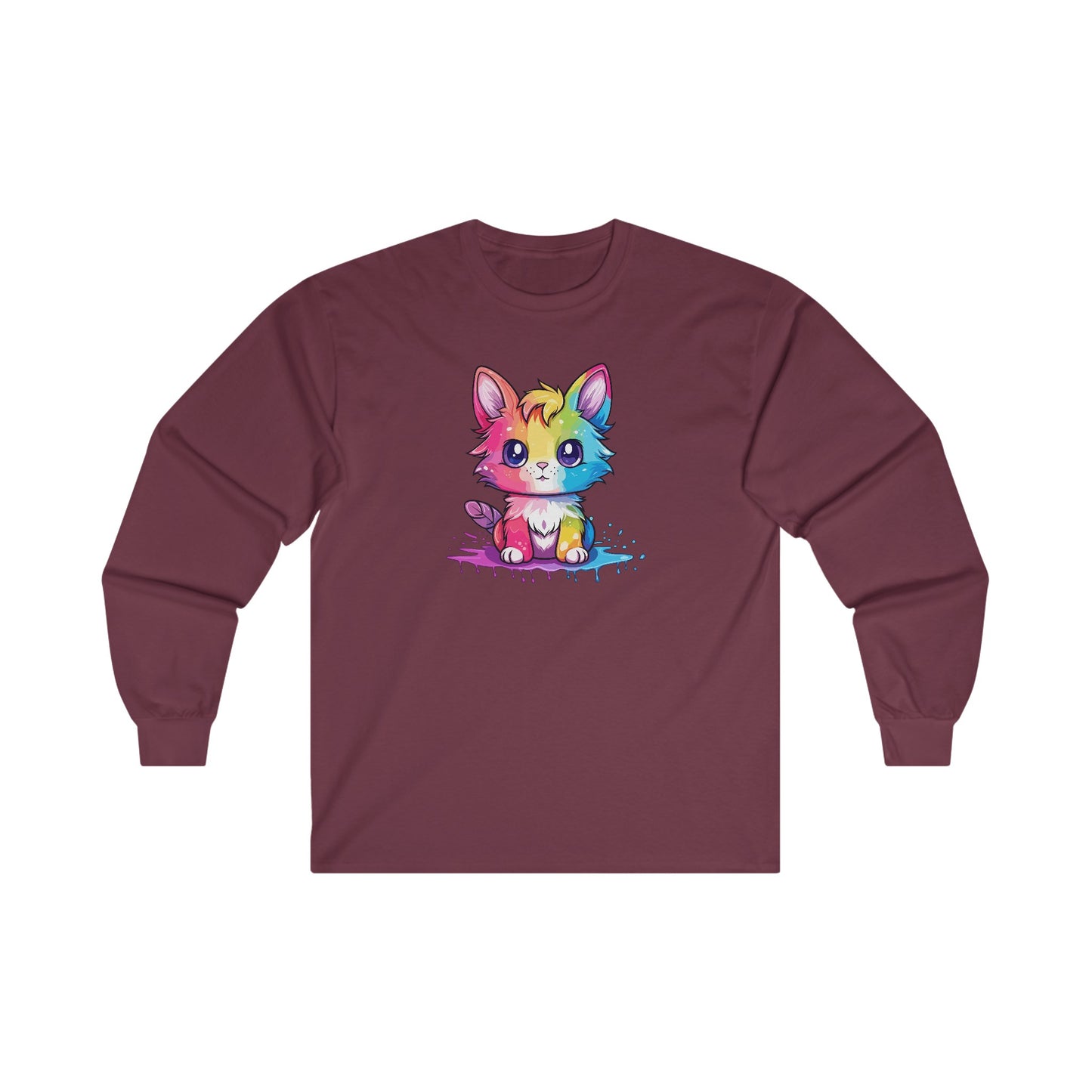 Rainbow Animated Cat Long Sleeve Tee
