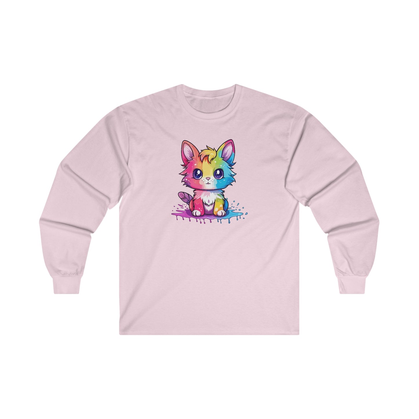 Rainbow Animated Cat Long Sleeve Tee
