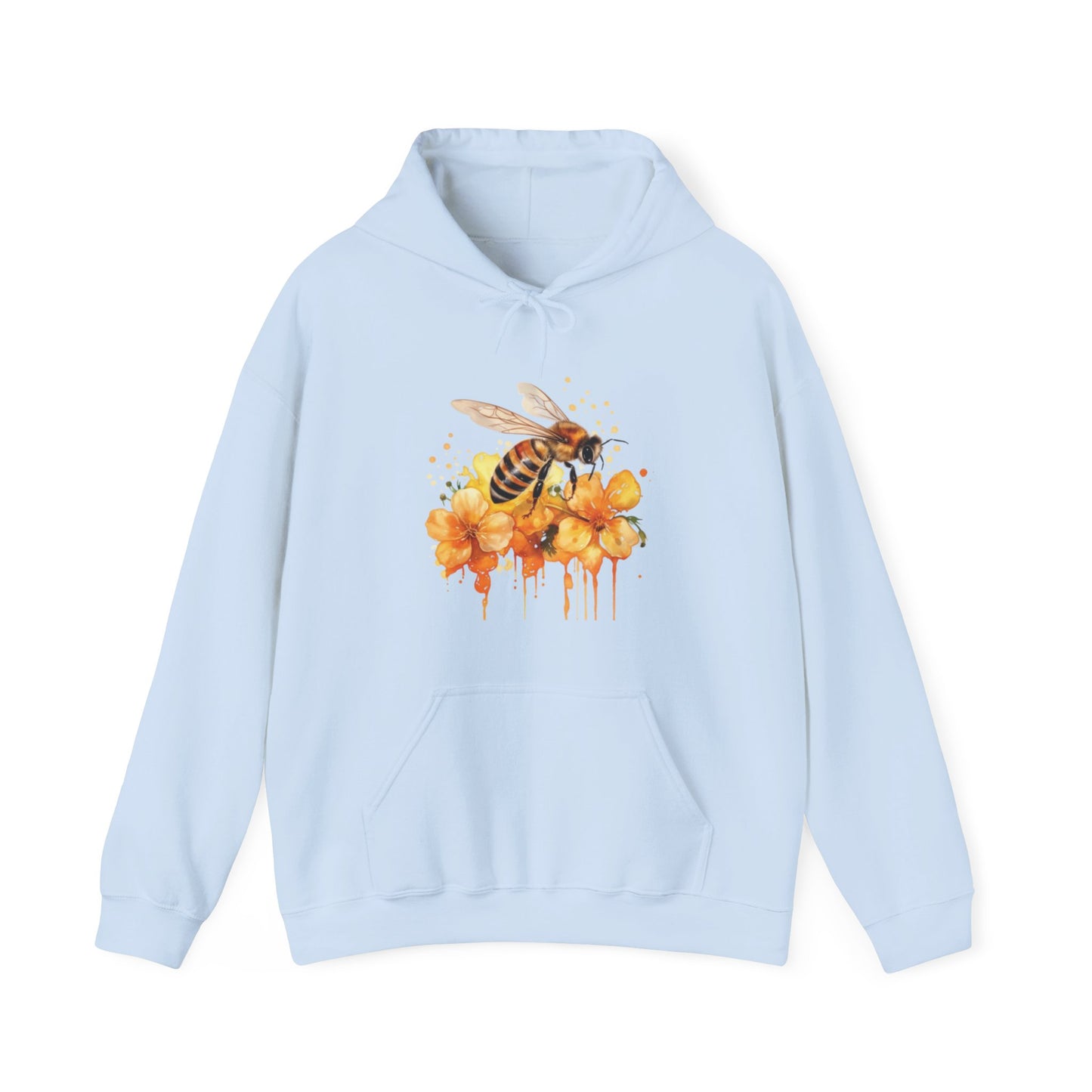 Watercolor Bee and Flowers Hooded Sweatshirt