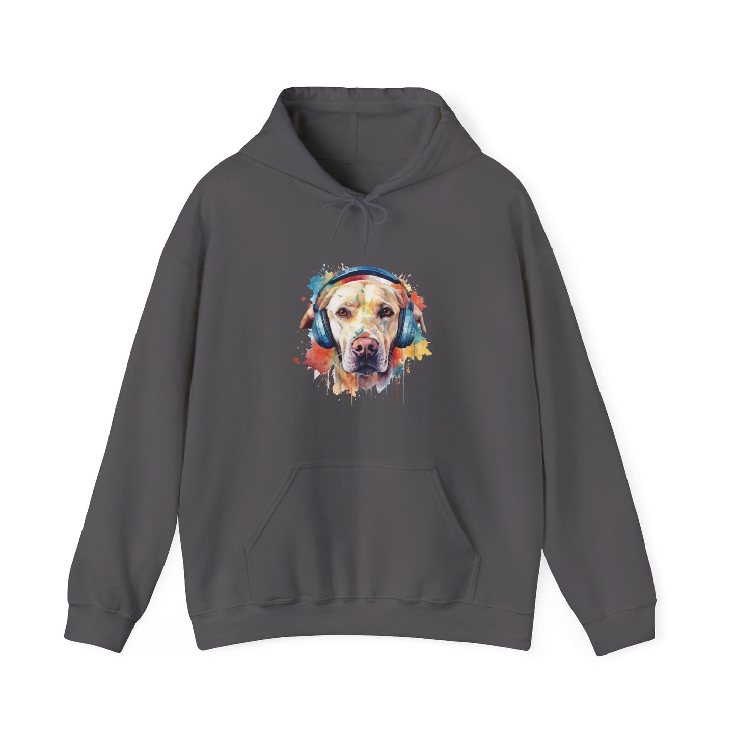 Labrador Retriever with Headphones Hooded Sweatshirt