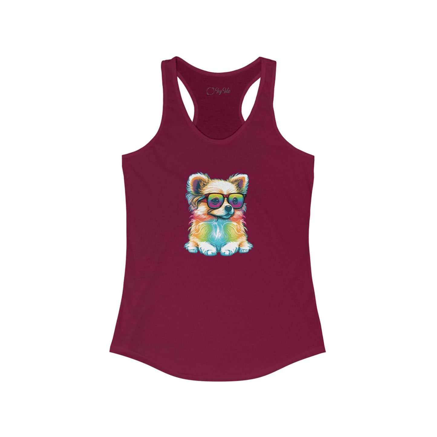 Dog with Sunglasses Racerback Tank 004