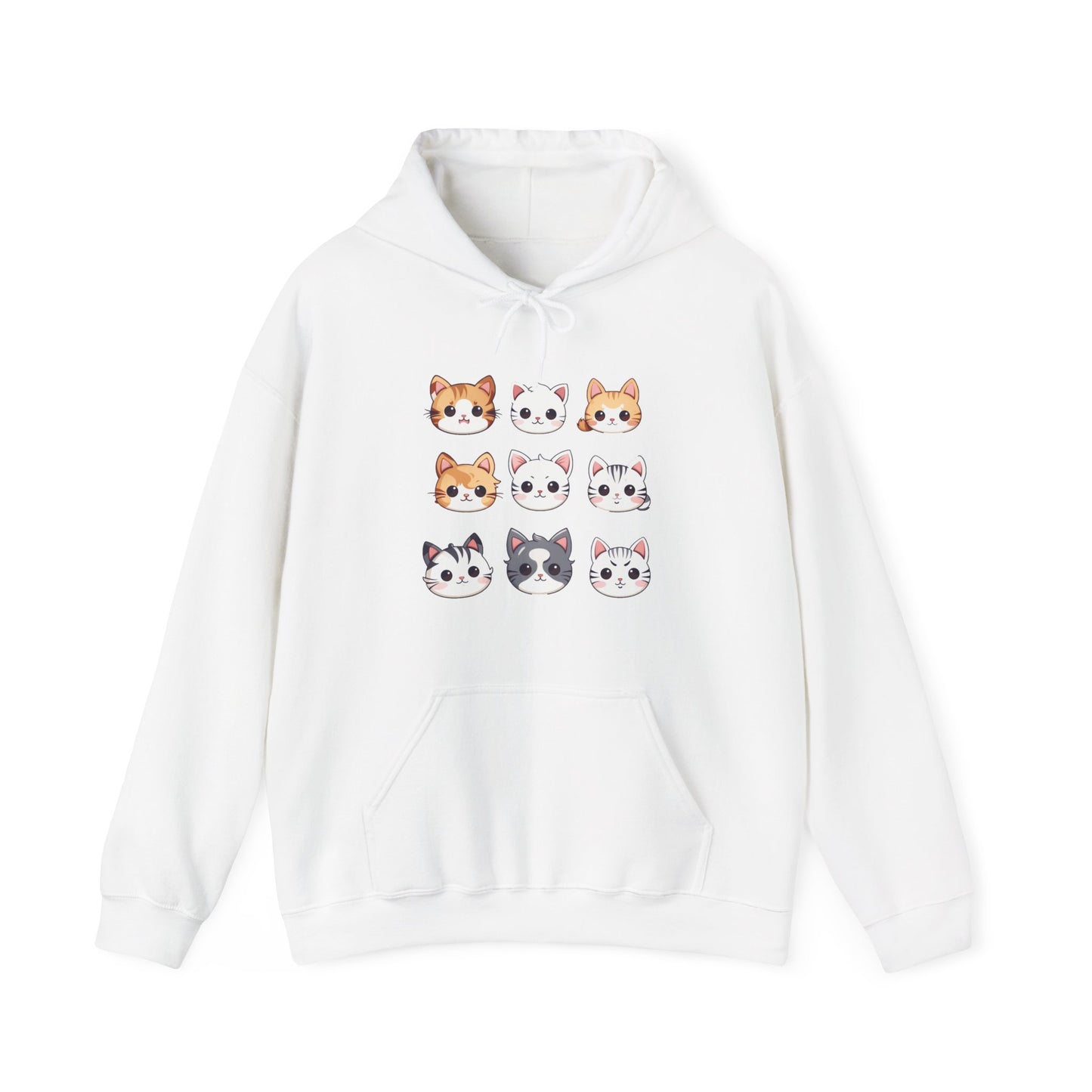 Cute Cat Faces Set Hooded Sweatshirt