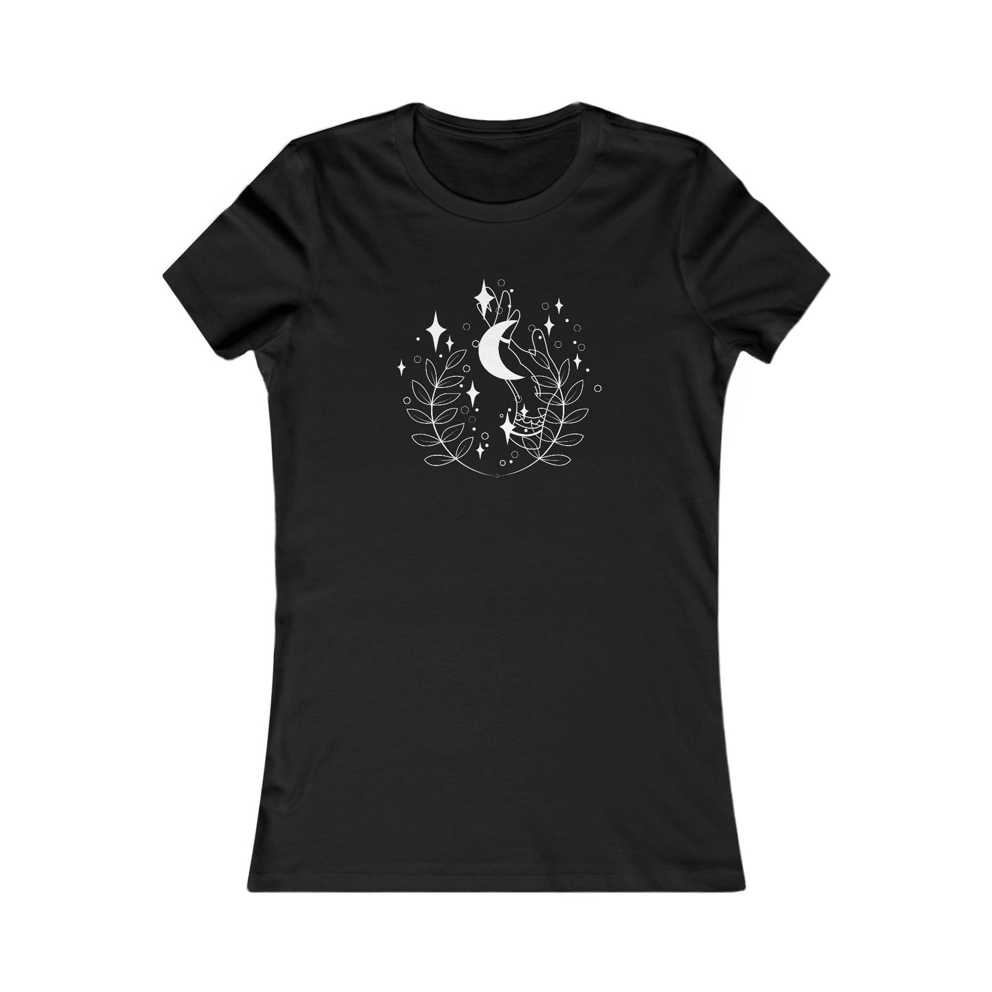 Crescent Moon and Leaves Fitted Tee