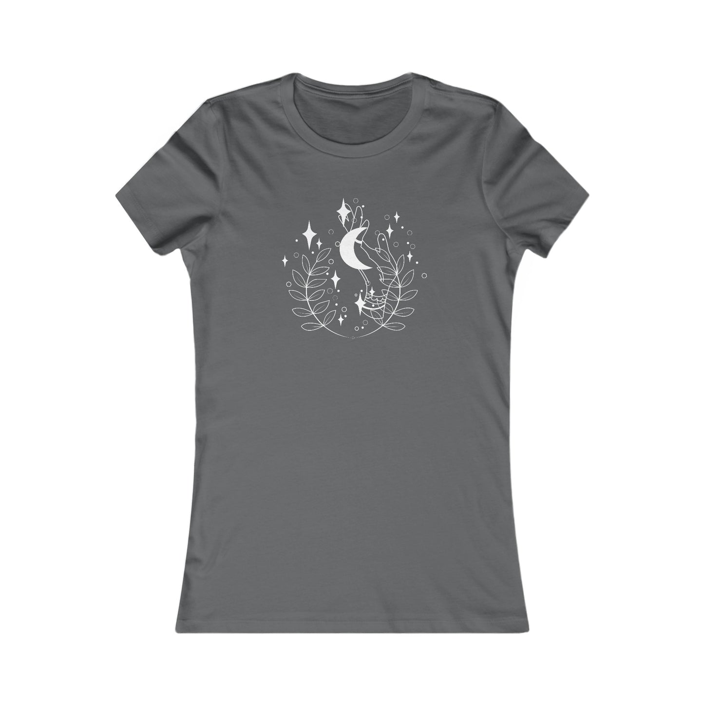 Crescent Moon and Leaves Fitted Tee