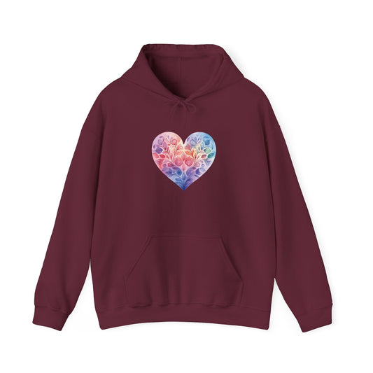 Watercolor Heart Hooded Sweatshirt 006