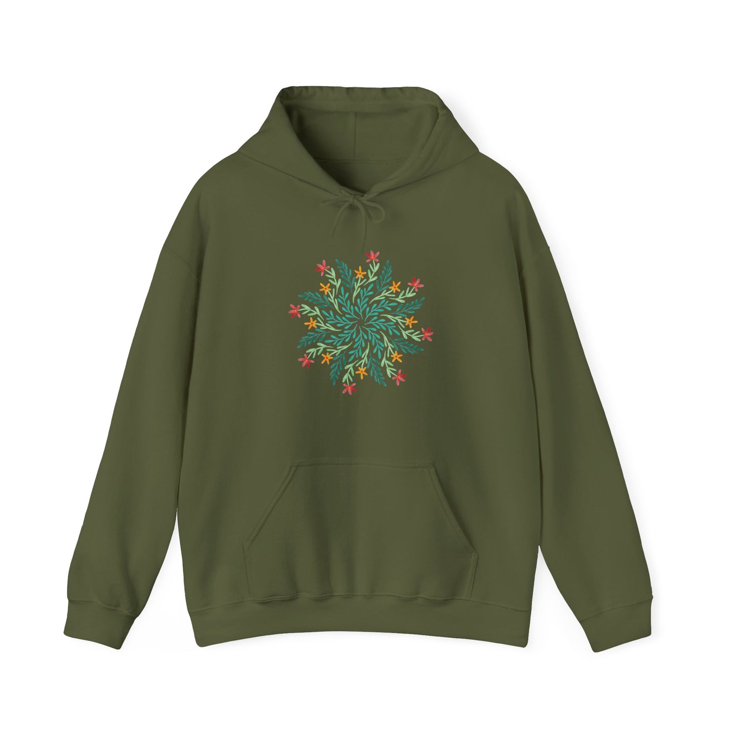 Leaf and Flowers Mandala Hooded Sweatshirt