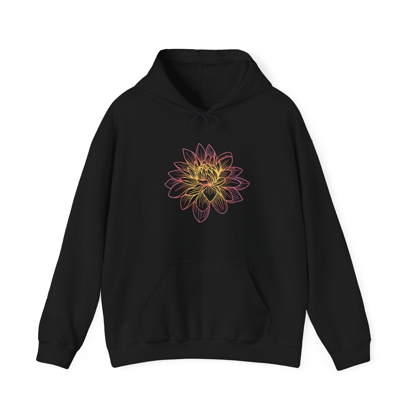 Colorful Lotus Outline Hooded Sweatshirt