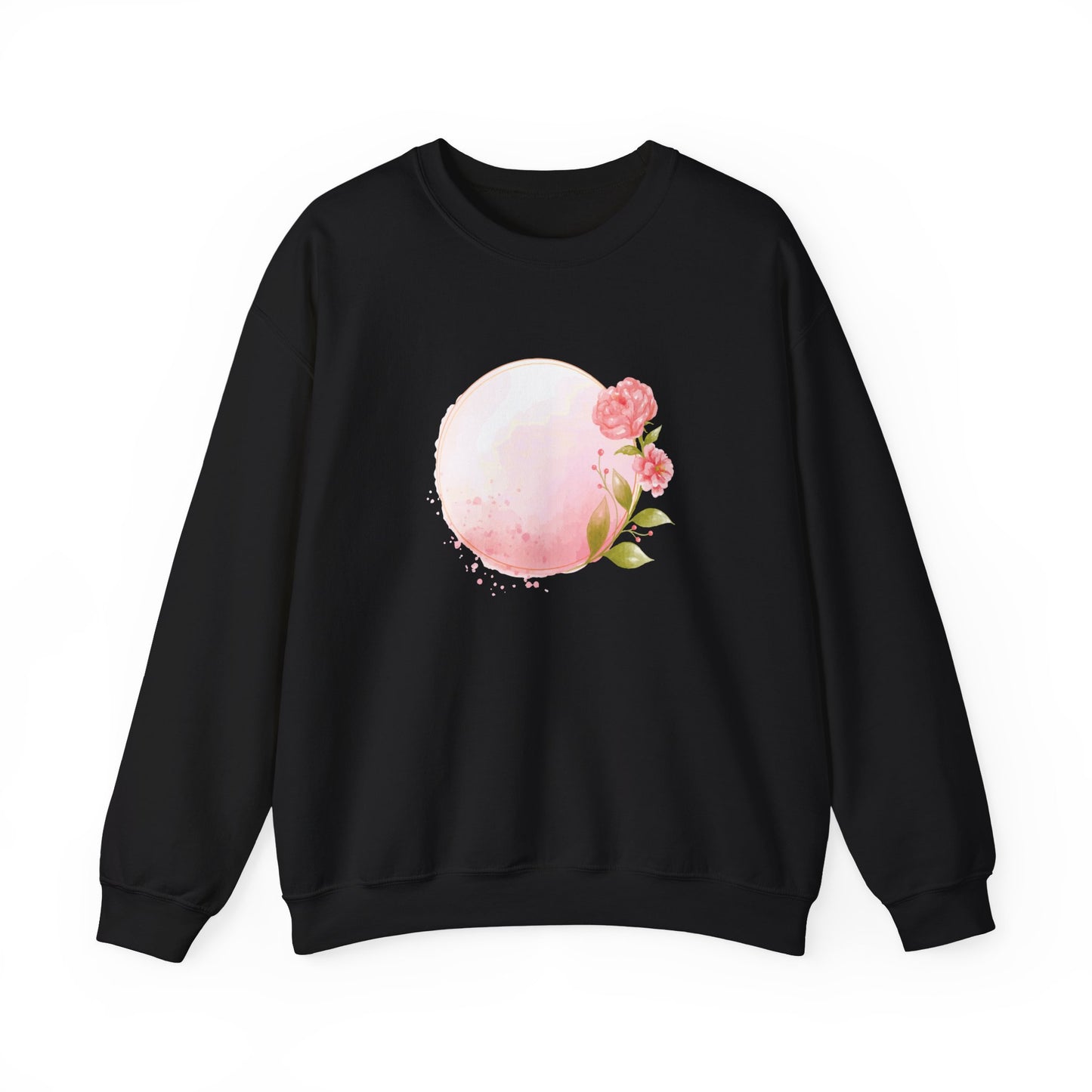 Pink Watercolor Rose Circle Sweatshirt