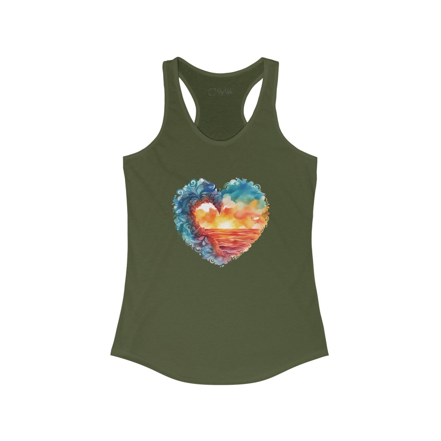 Abstract Sunset Heart Racerback Tank