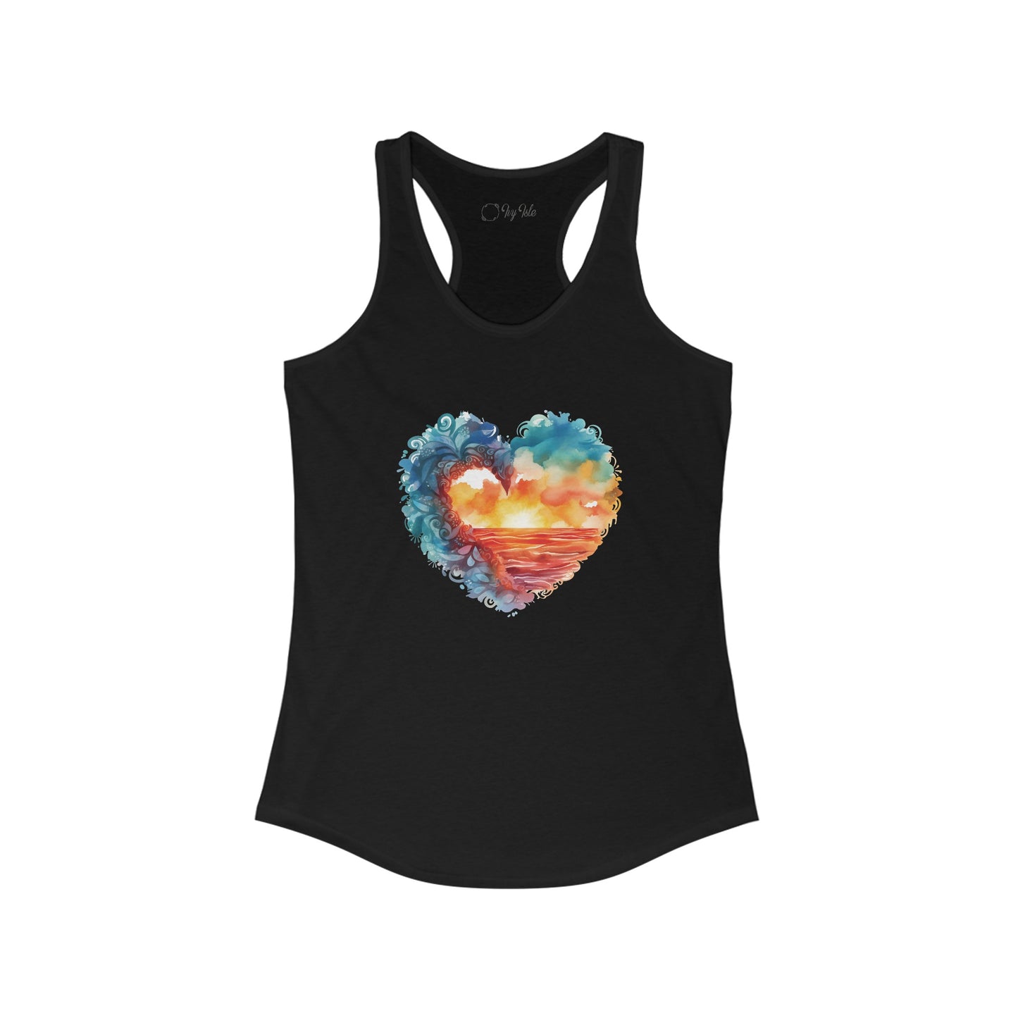 Abstract Sunset Heart Racerback Tank