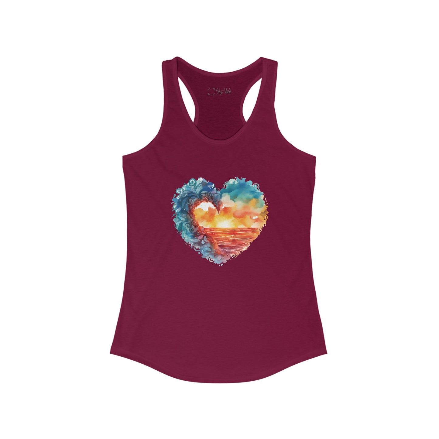 Abstract Sunset Heart Racerback Tank