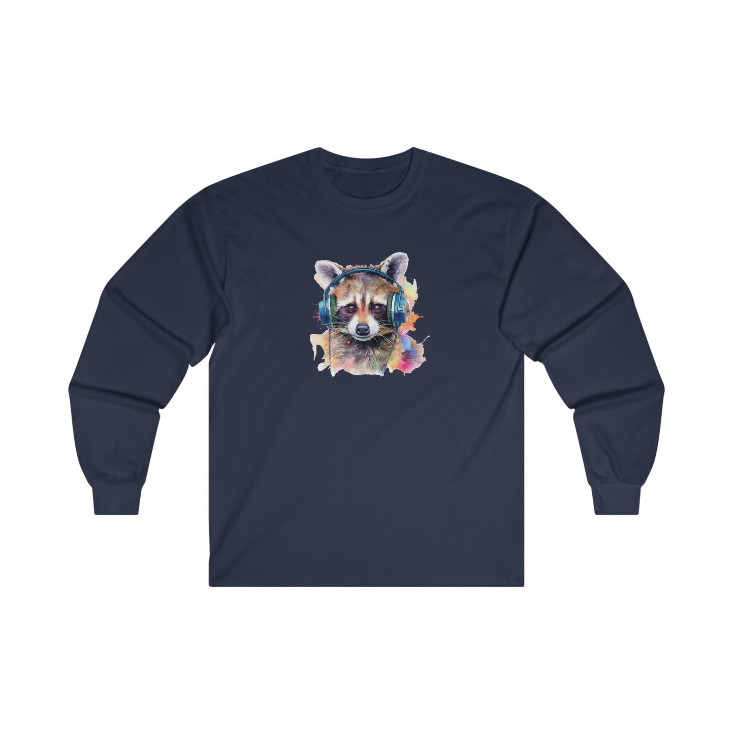 Raccoon with Headphones Long Sleeve Tee