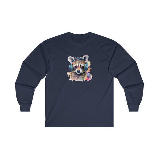 Raccoon with Headphones Long Sleeve Tee
