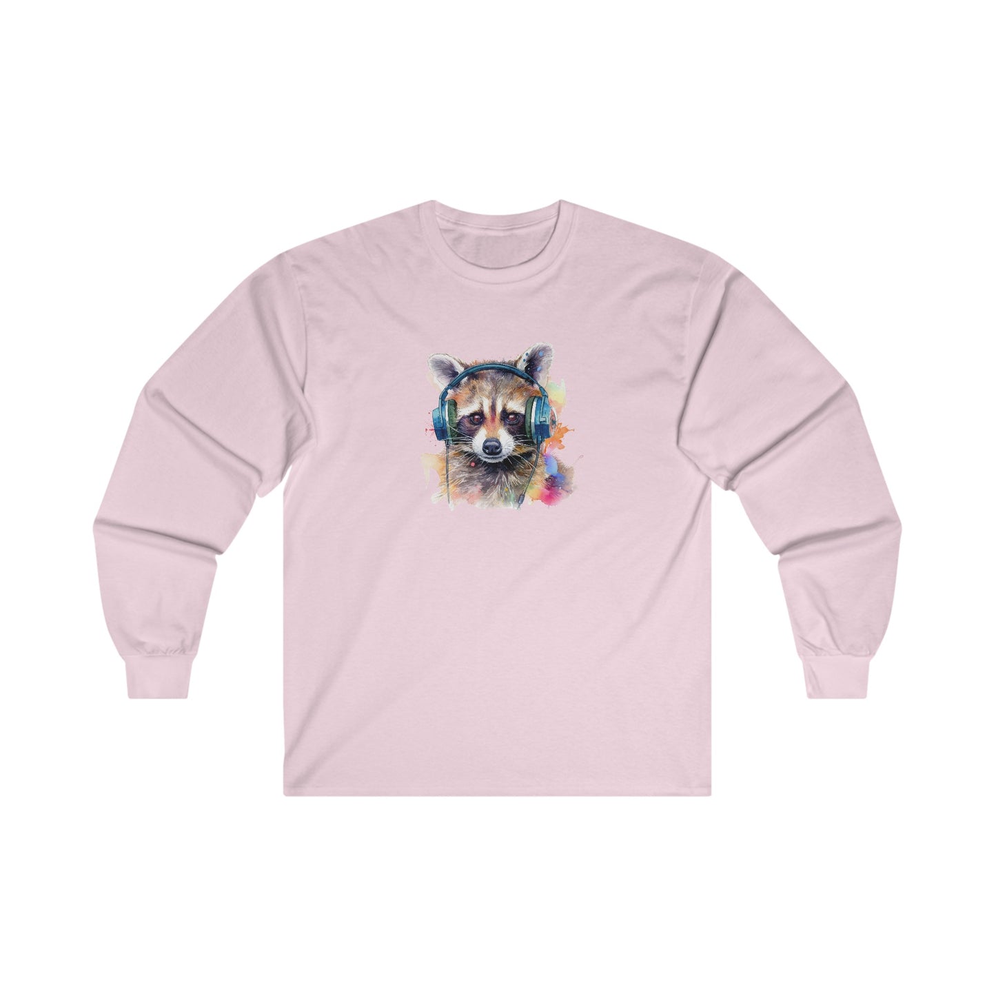Raccoon with Headphones Long Sleeve Tee