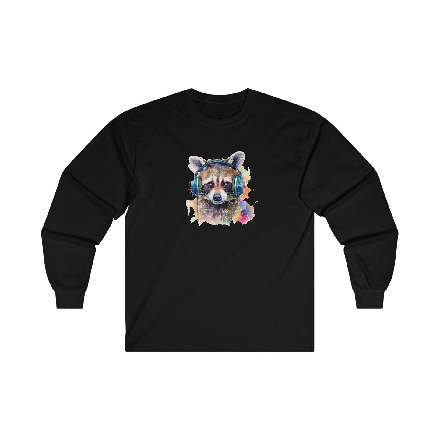Raccoon with Headphones Long Sleeve Tee